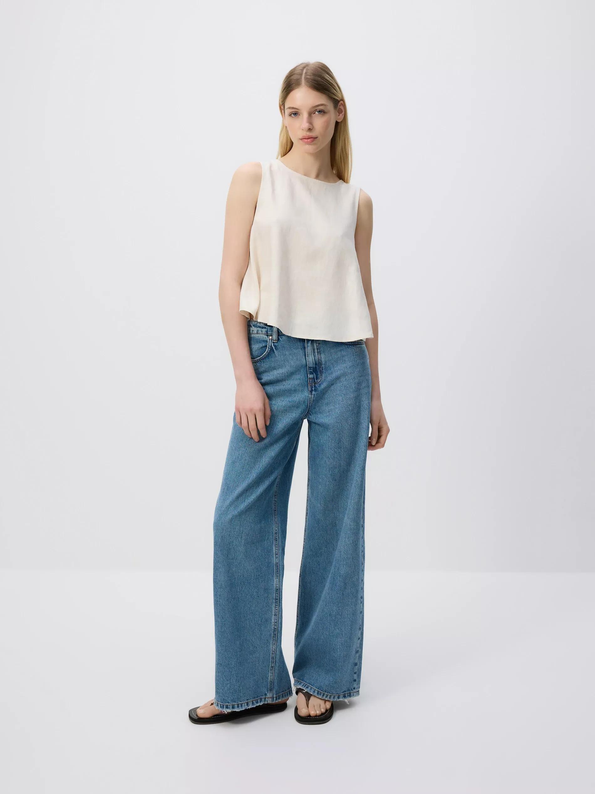 BEIGE Linen blend top, , large image number 1
