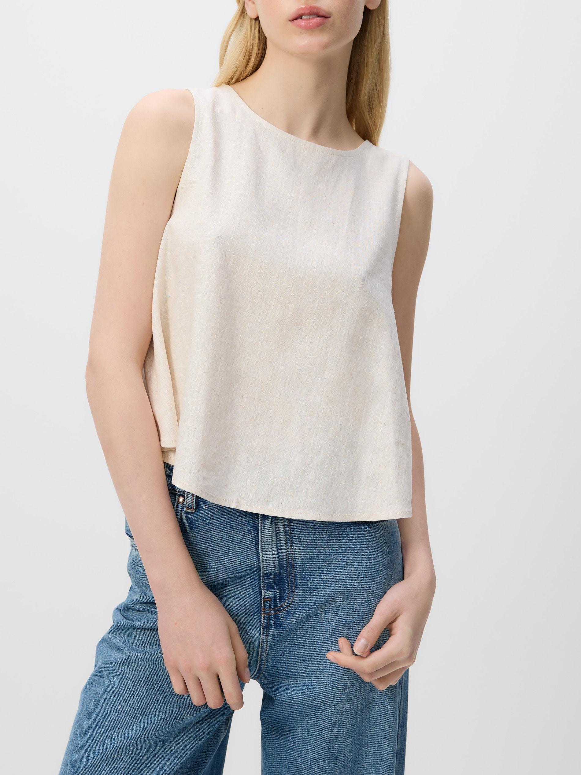 BEIGE Linen blend top, Beige, large image number 2
