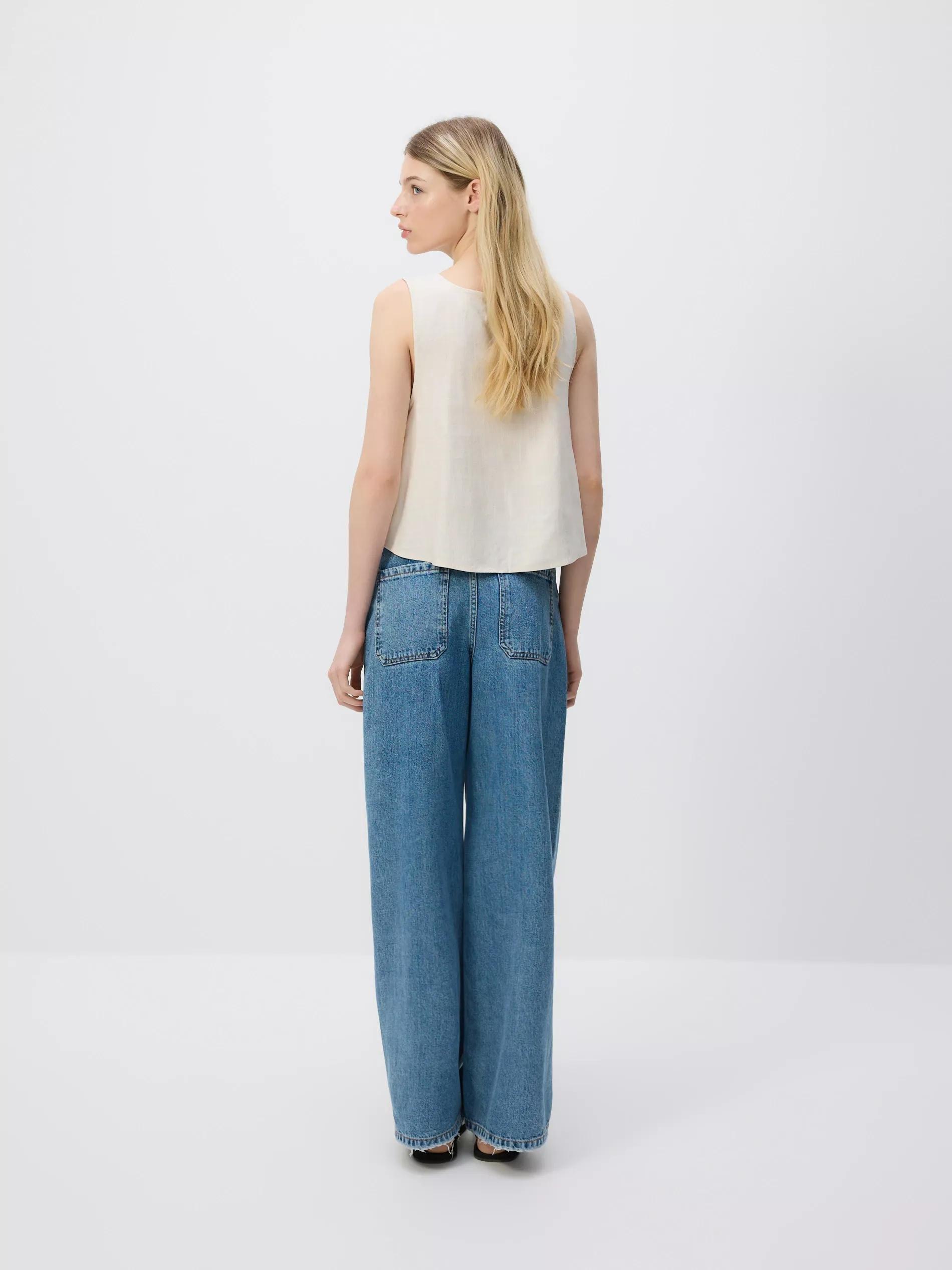 BEIGE Linen blend top, Beige, large image number 3