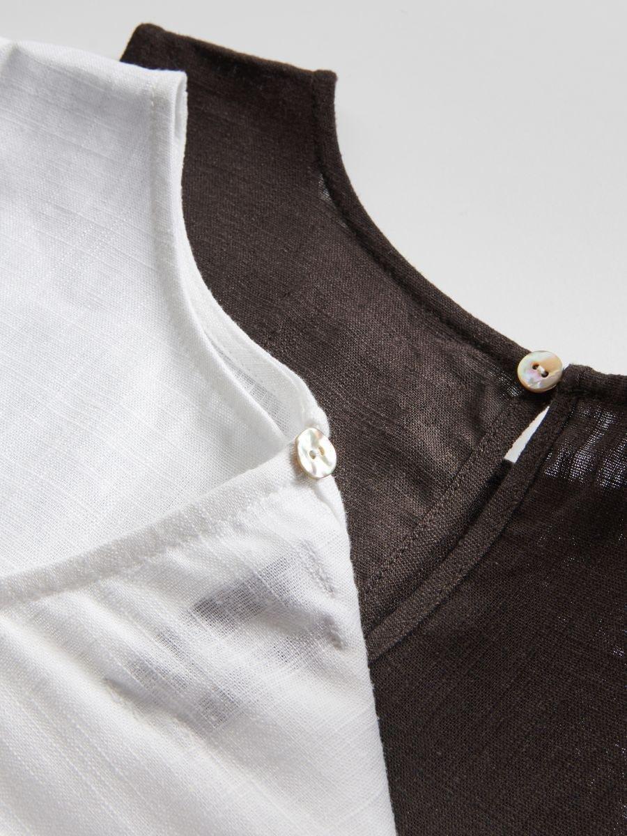 Brown Linen Blend Top, Brown, large image number 5