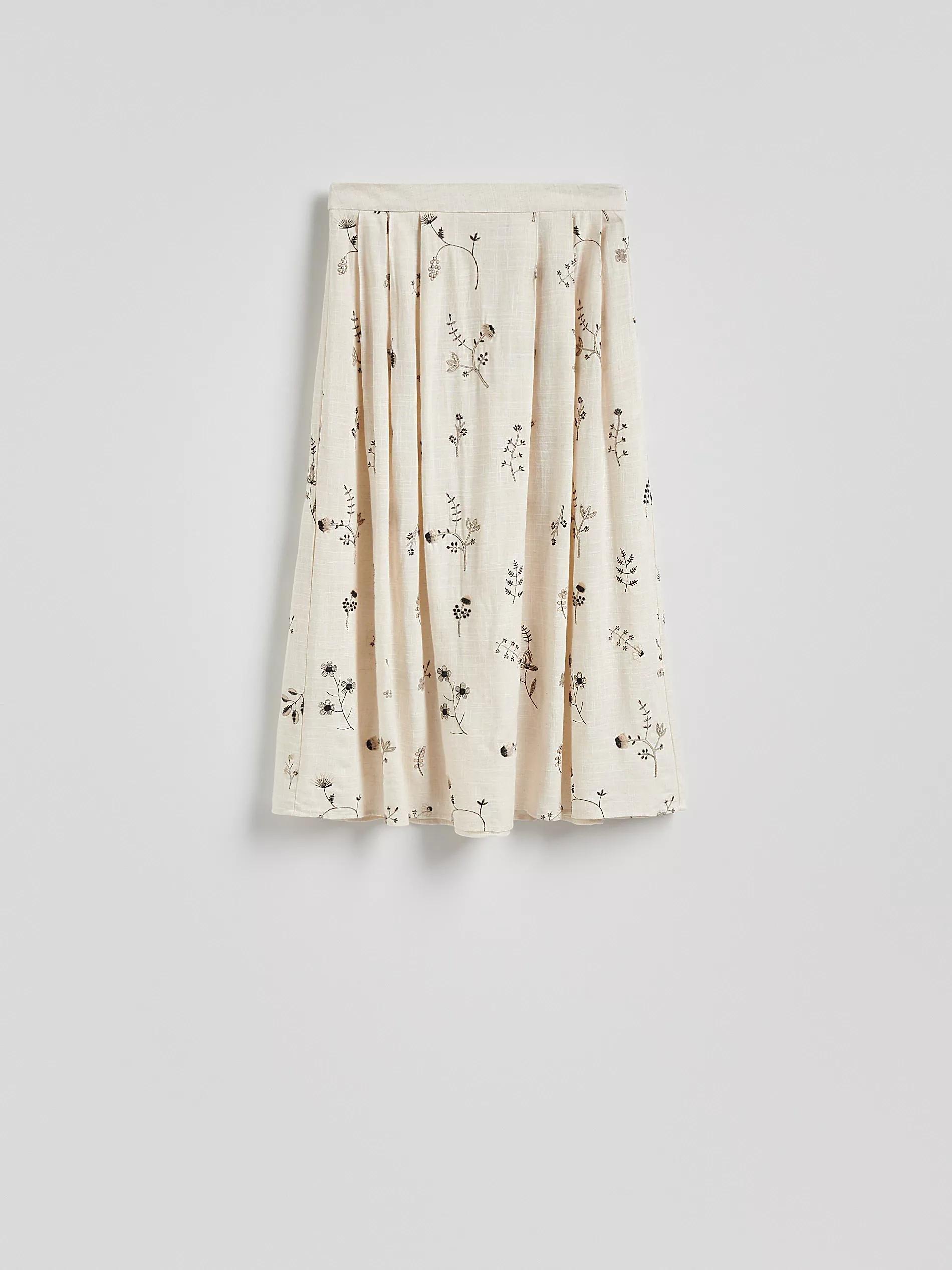 BEIGE Midi skirt with linen blend, , large image number 1