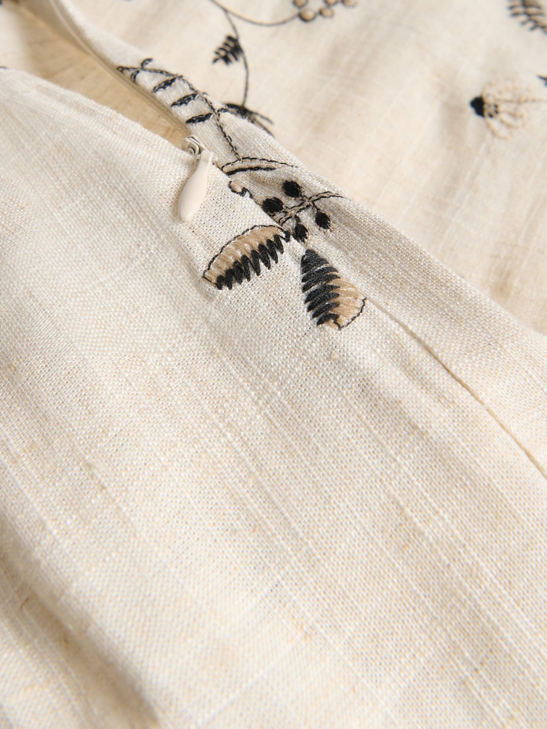 Beige Midi Skirt With Linen Blend, Beige, large image number 5