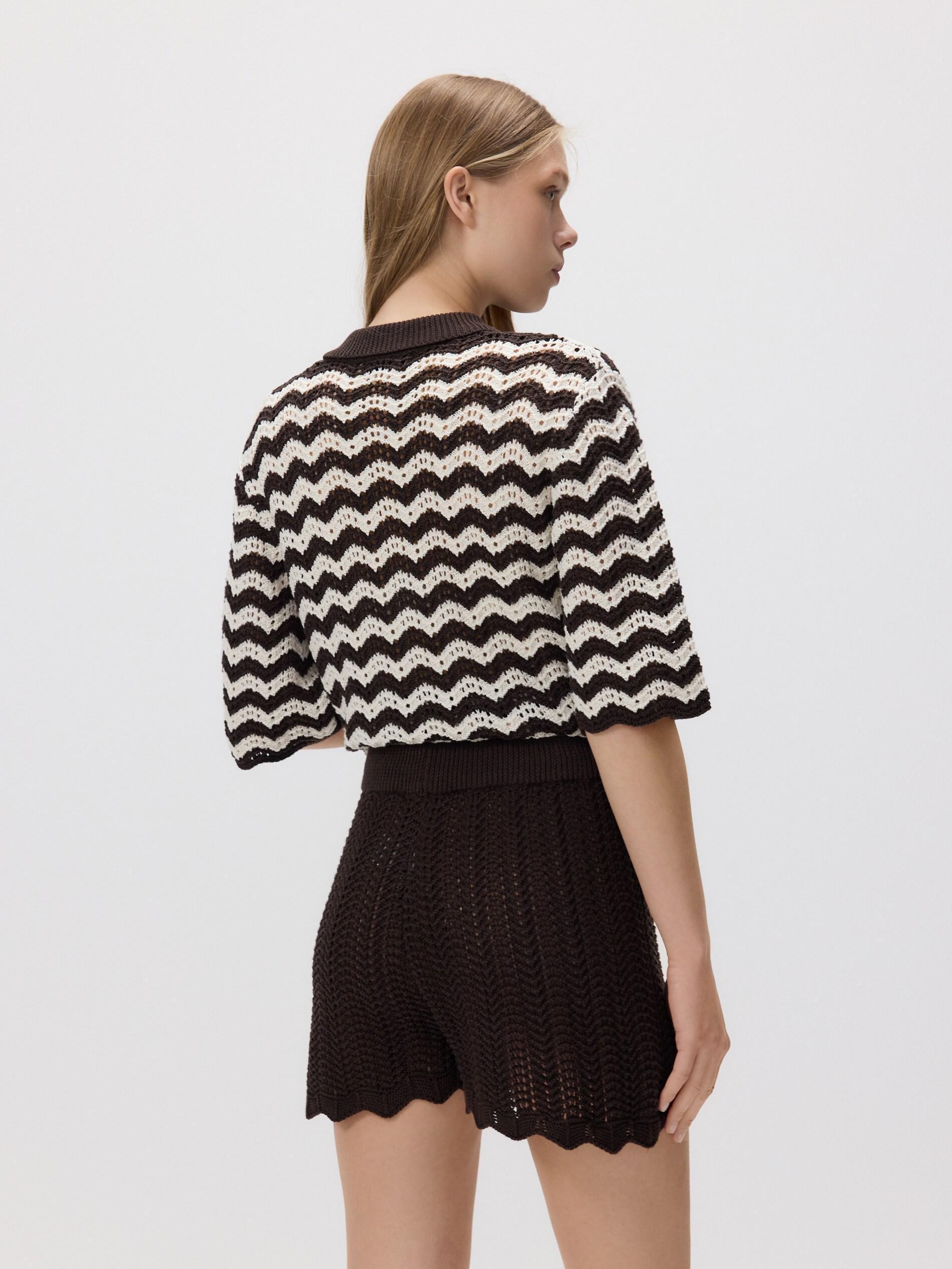 Brown Knit Shorts With Drawstring, Brown, large image number 1