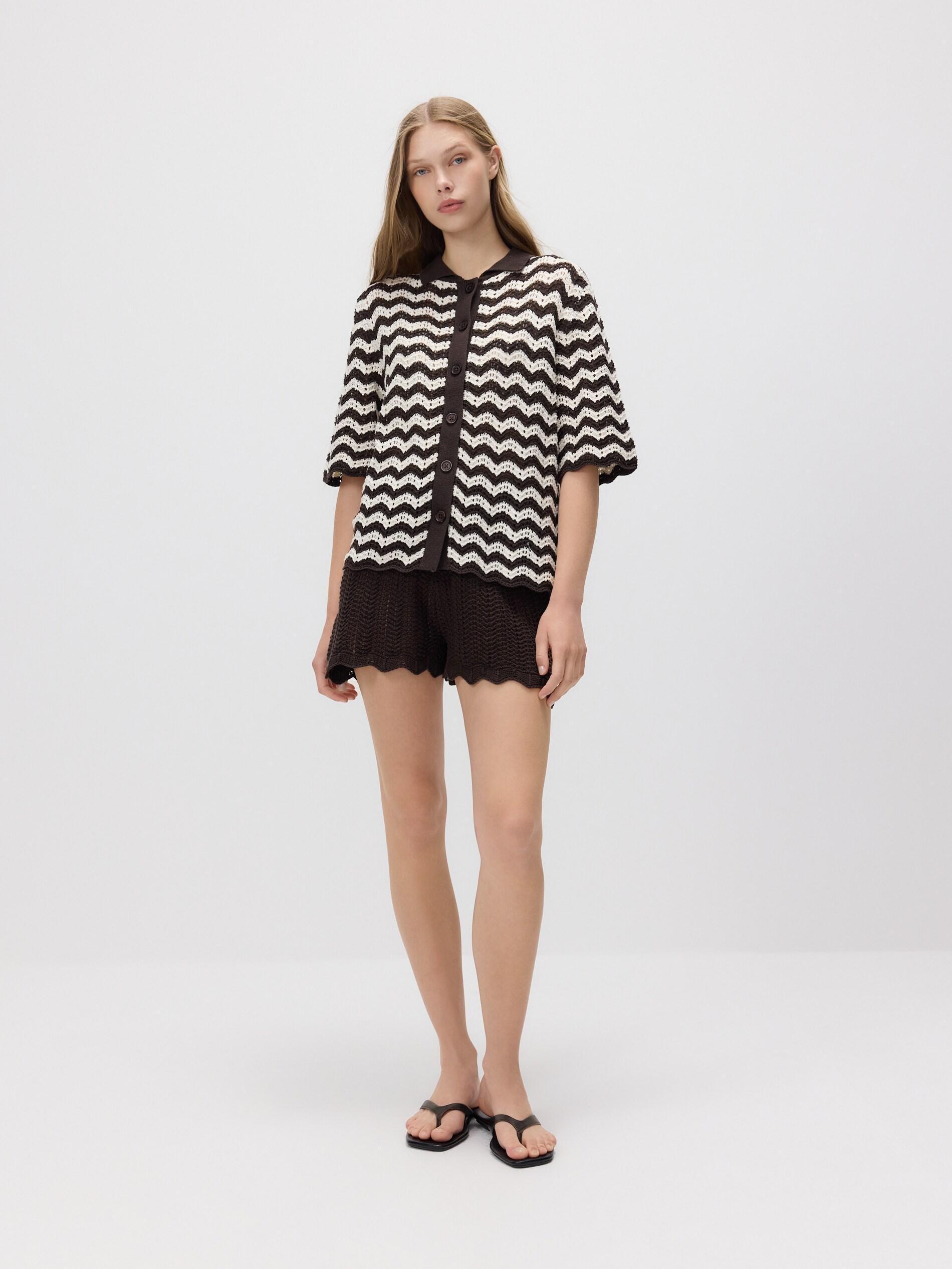 Brown Knit Shorts With Drawstring, Brown, large image number 2