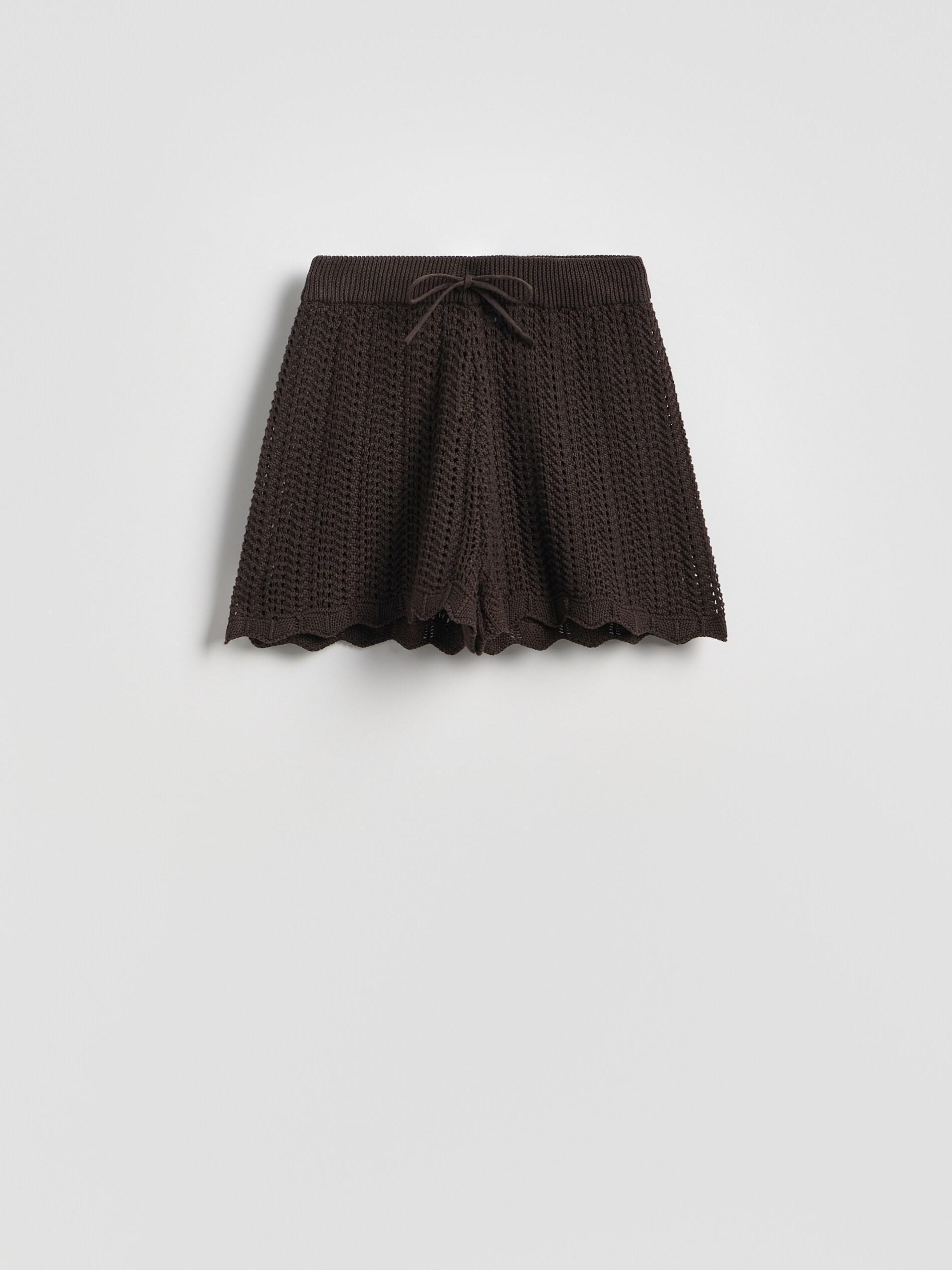 Brown Knit Shorts With Drawstring, Brown, large image number 3