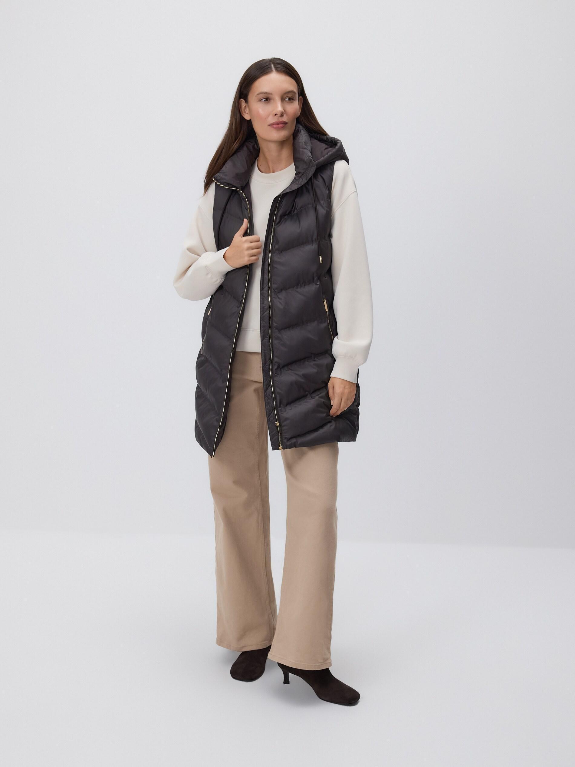 DARK BROWN Quilted vest with hood, Brown, large image number 1