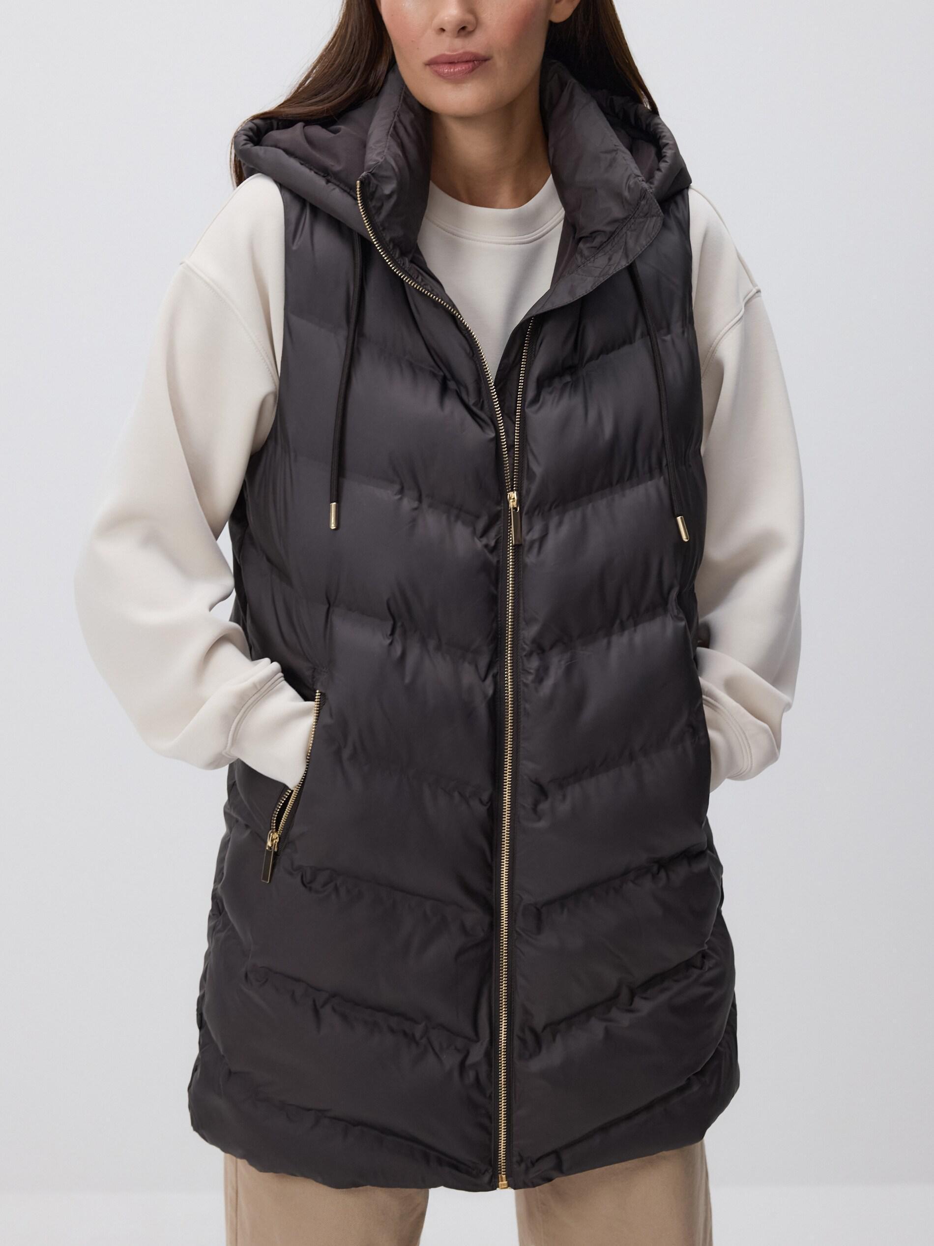 DARK BROWN Quilted vest with hood, Brown, large image number 2