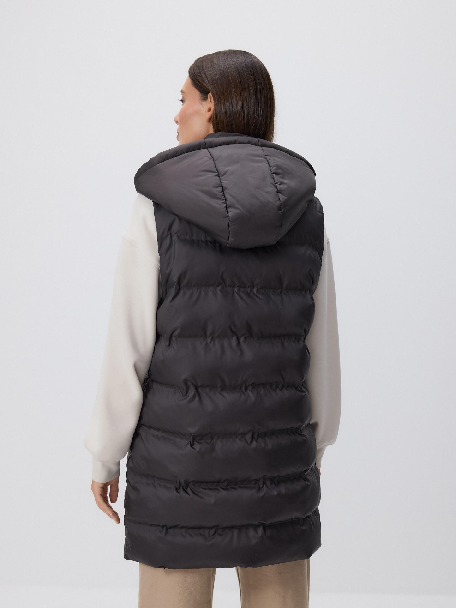 DARK BROWN Quilted vest with hood, Brown, large image number 3