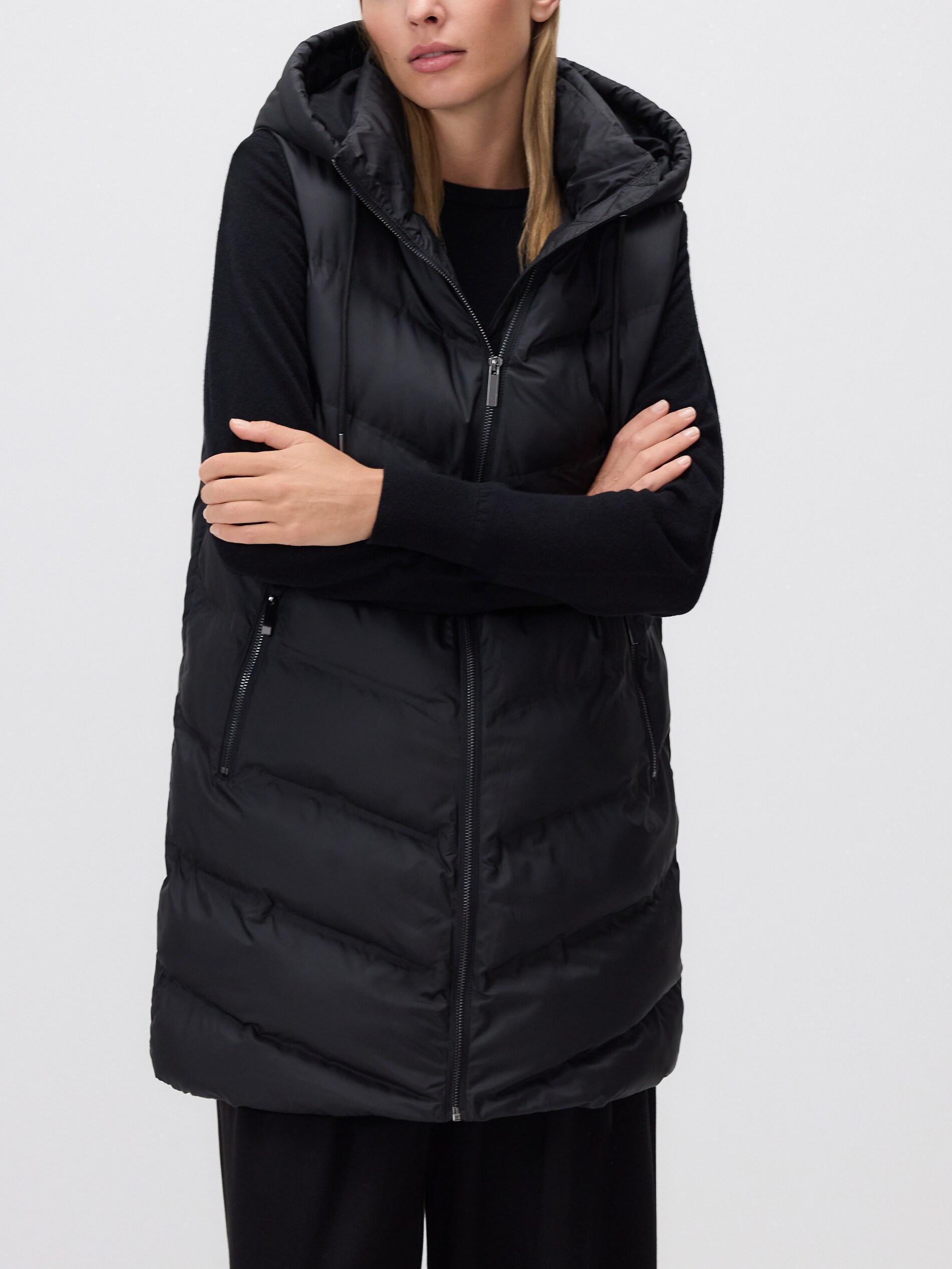BLACK Quilted vest with hood, Black, large image number 1