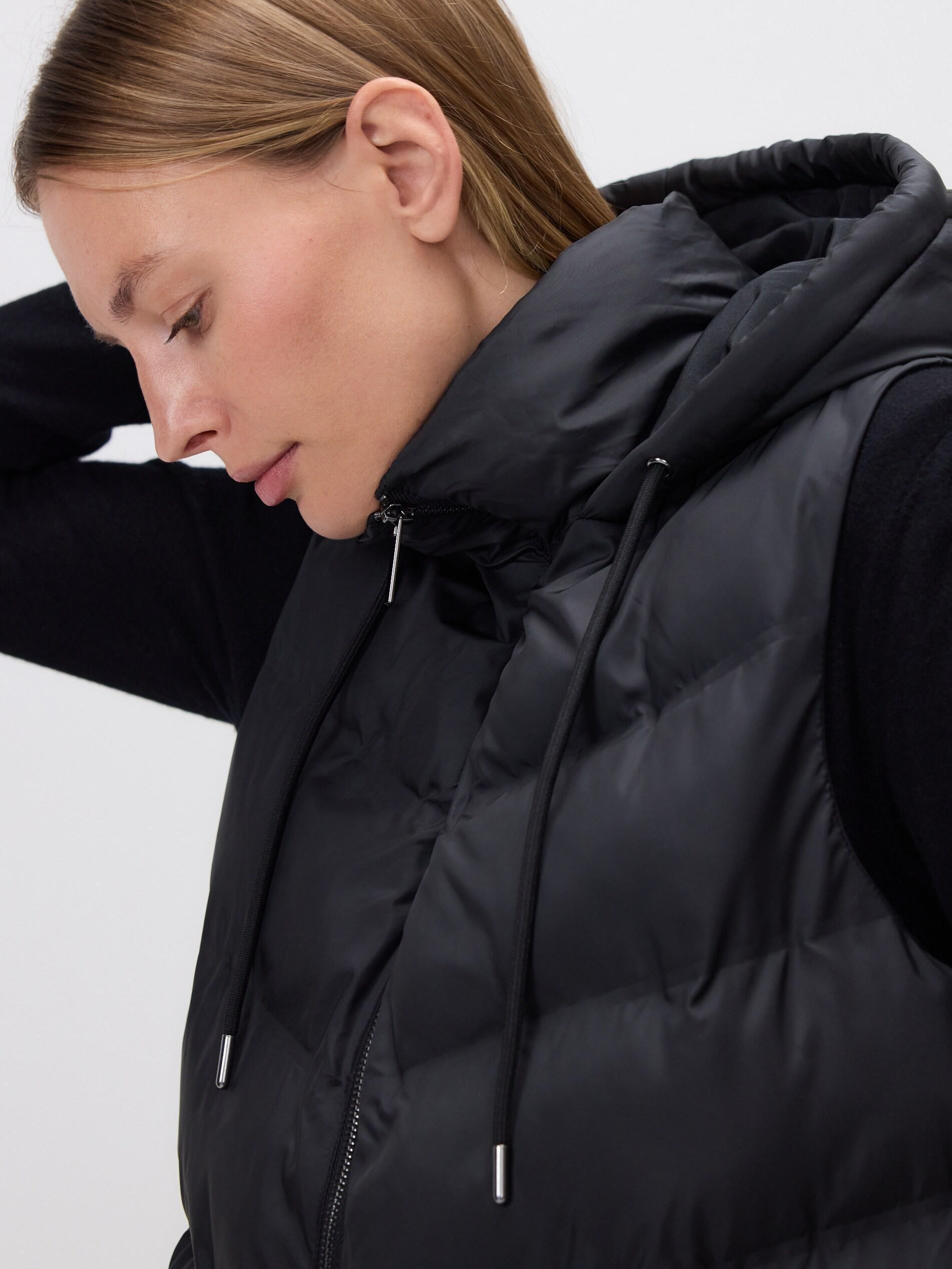 BLACK Quilted vest with hood, Black, large image number 2