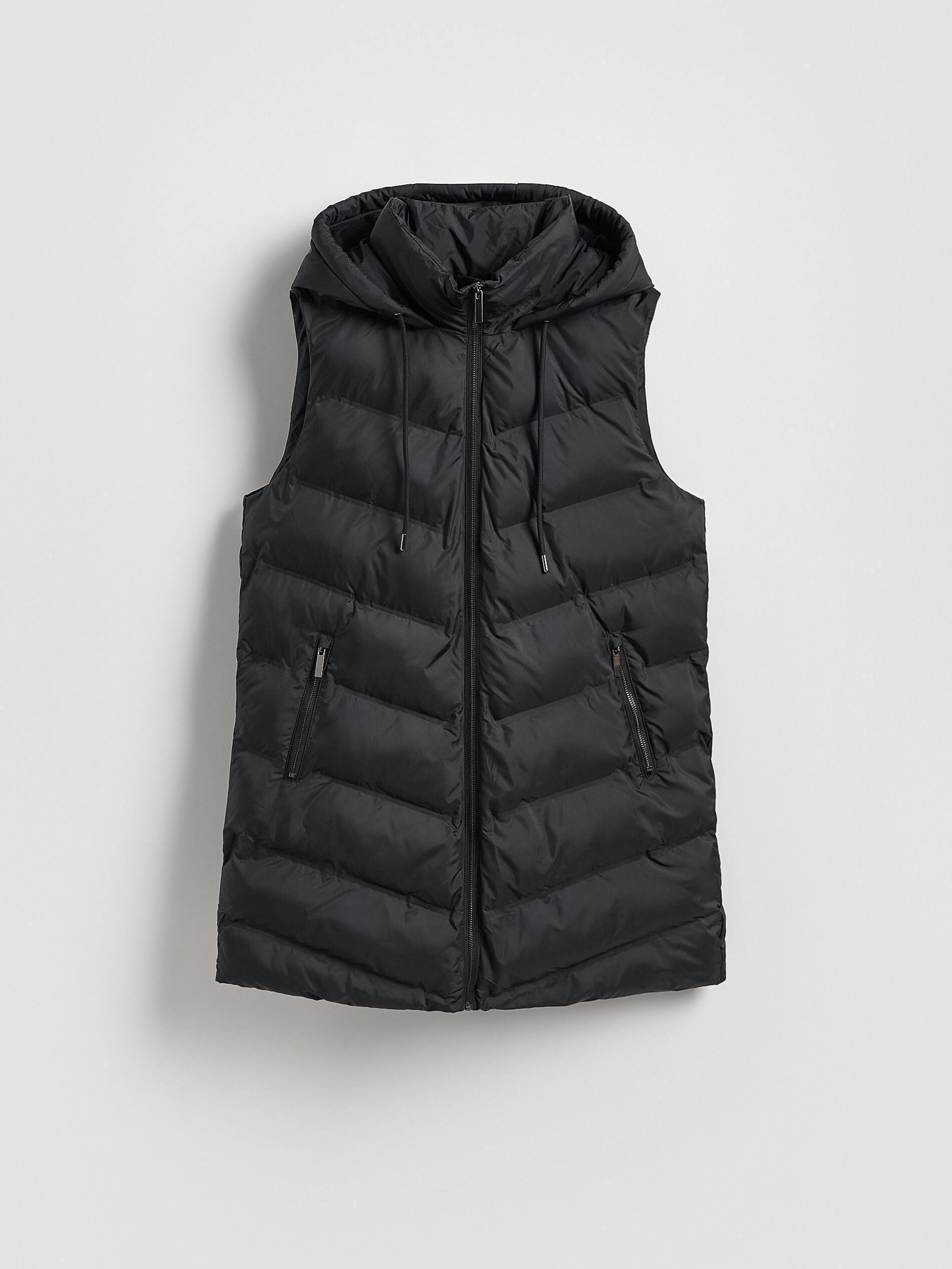 BLACK Quilted vest with hood, Black, large image number 4