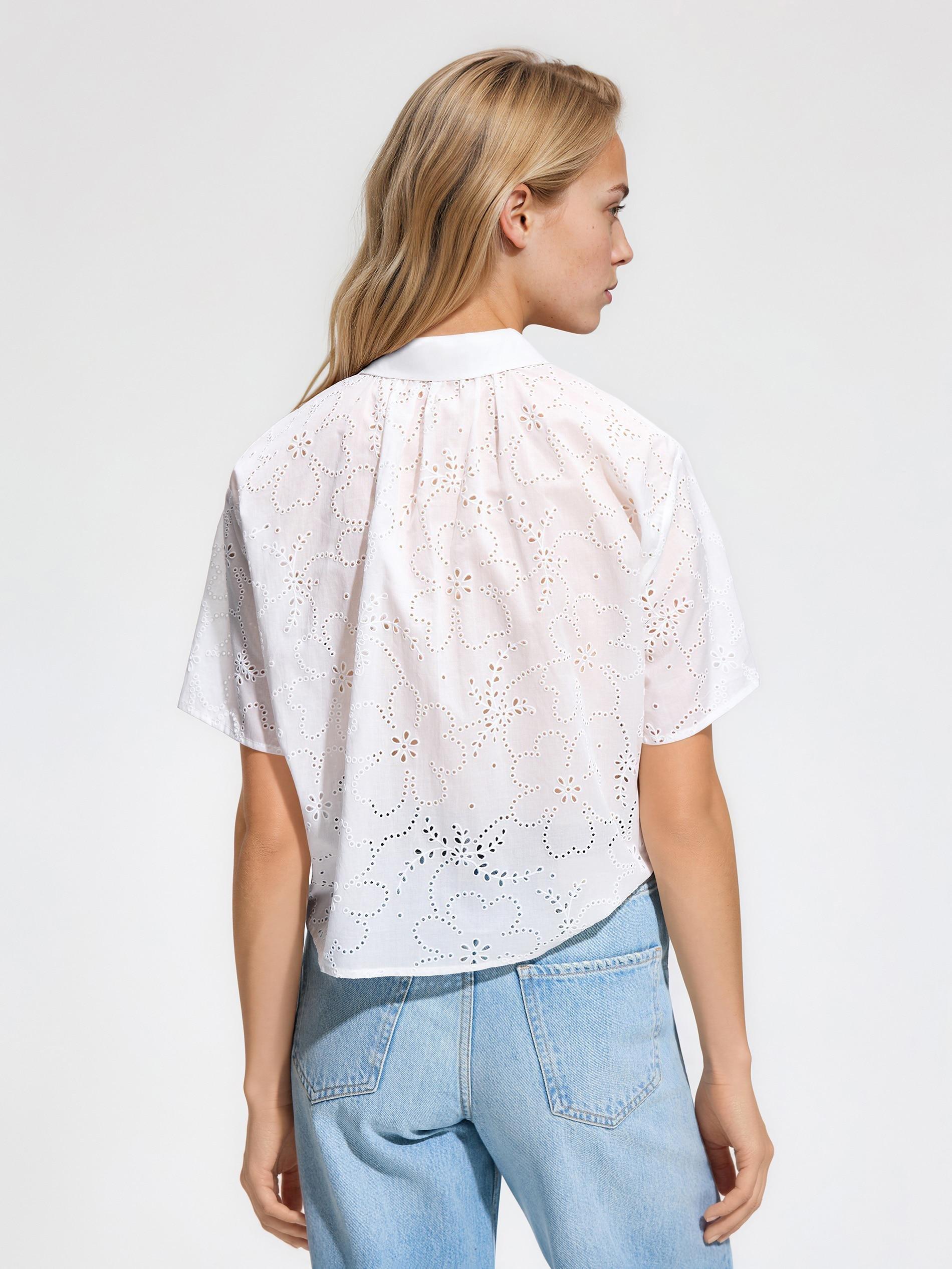 White Openwork Shirt, White, large image number 2