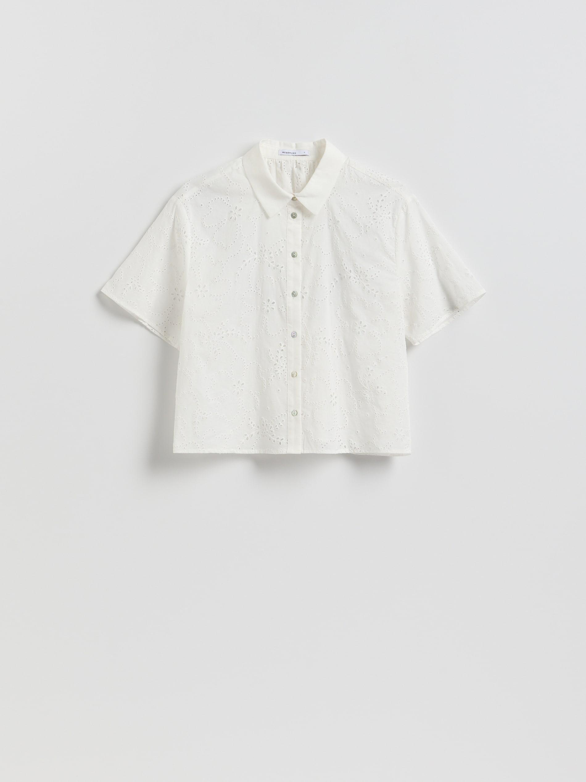 White Openwork Shirt, White, large image number 3