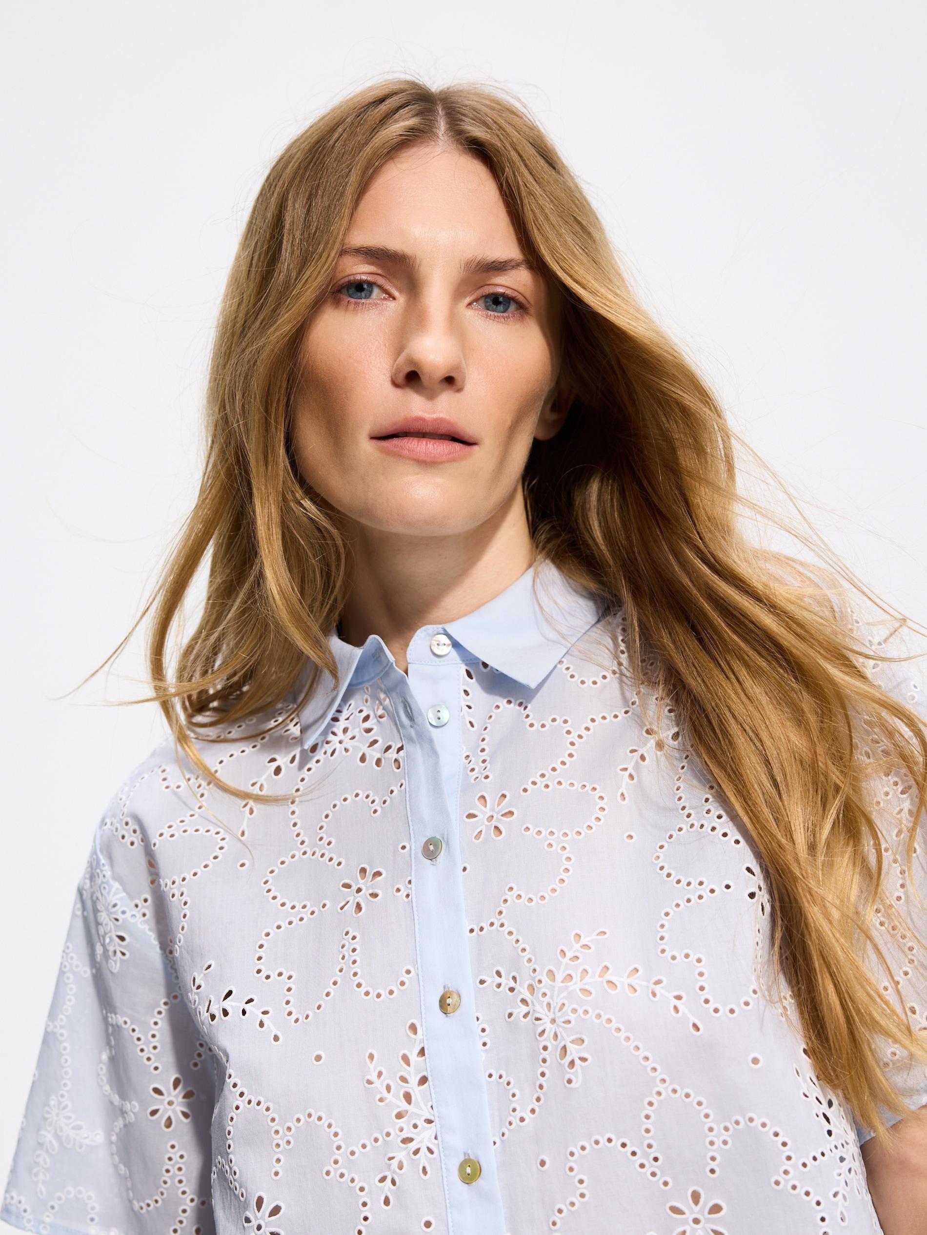 Blue Openwork Shirt, Blue, medium