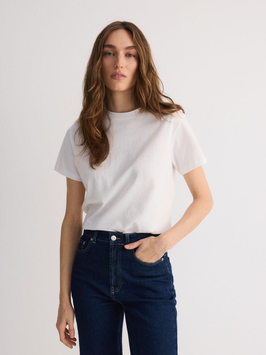 White Cotton T-Shirt, White, medium