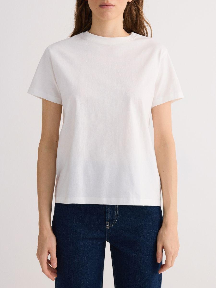White Cotton T-Shirt, White, medium