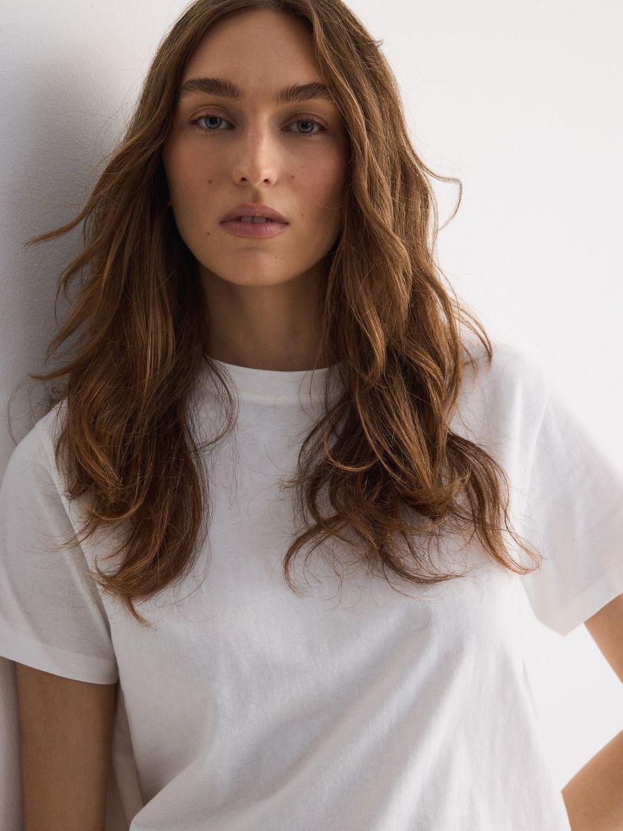 White Cotton T-Shirt, White, medium