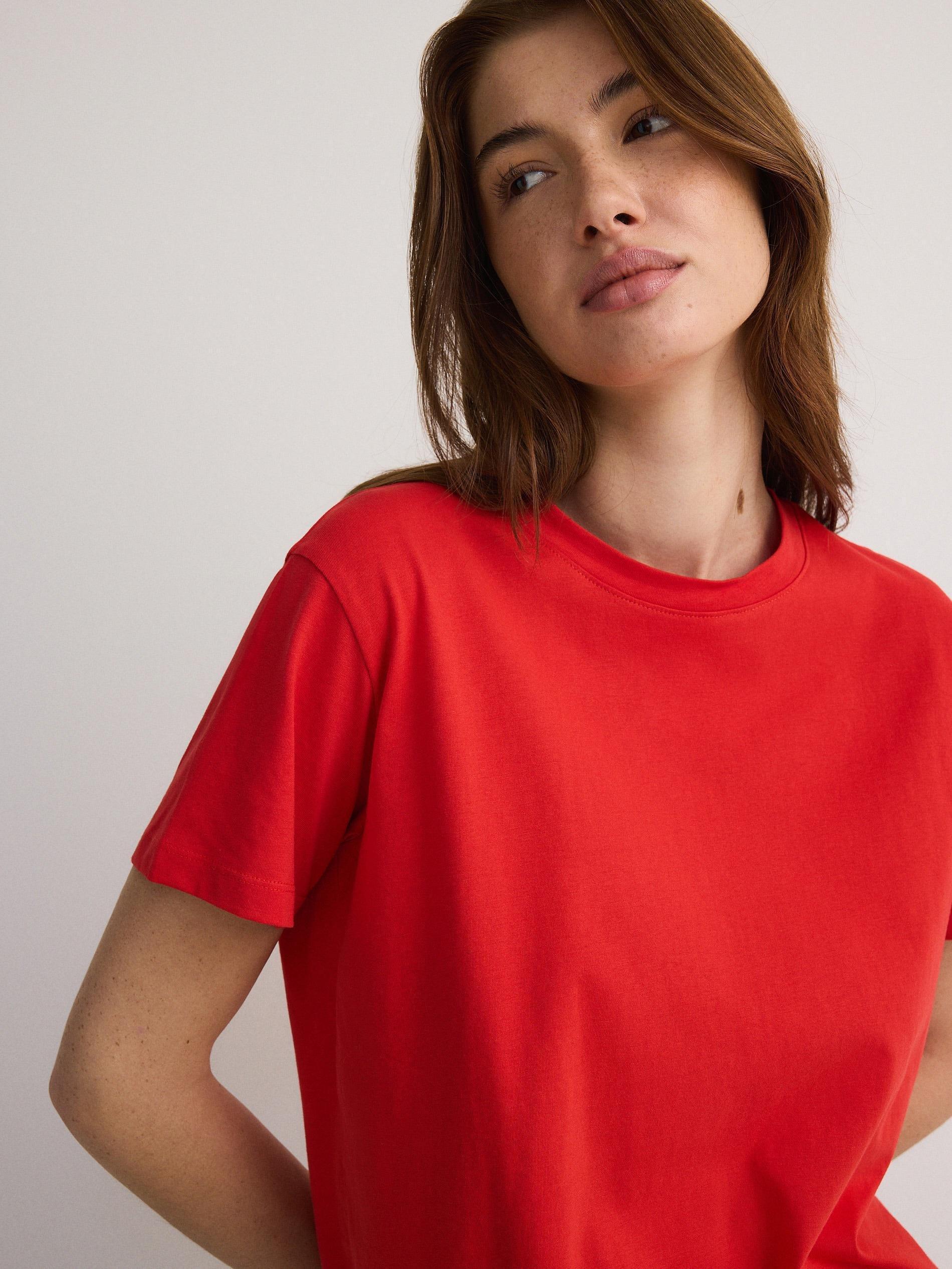 Red Cotton T-Shirt, Red, medium