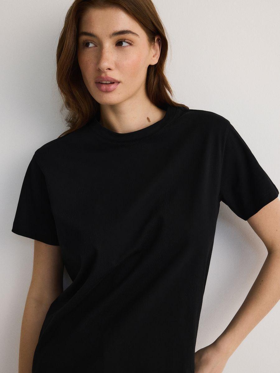 Black Cotton T-Shirt, , large image number 0