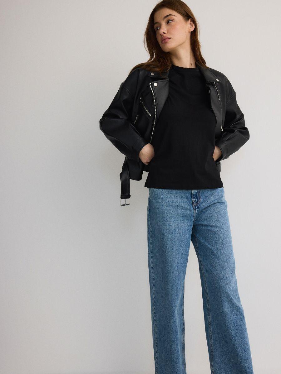 Black Cotton T-Shirt, , large image number 2