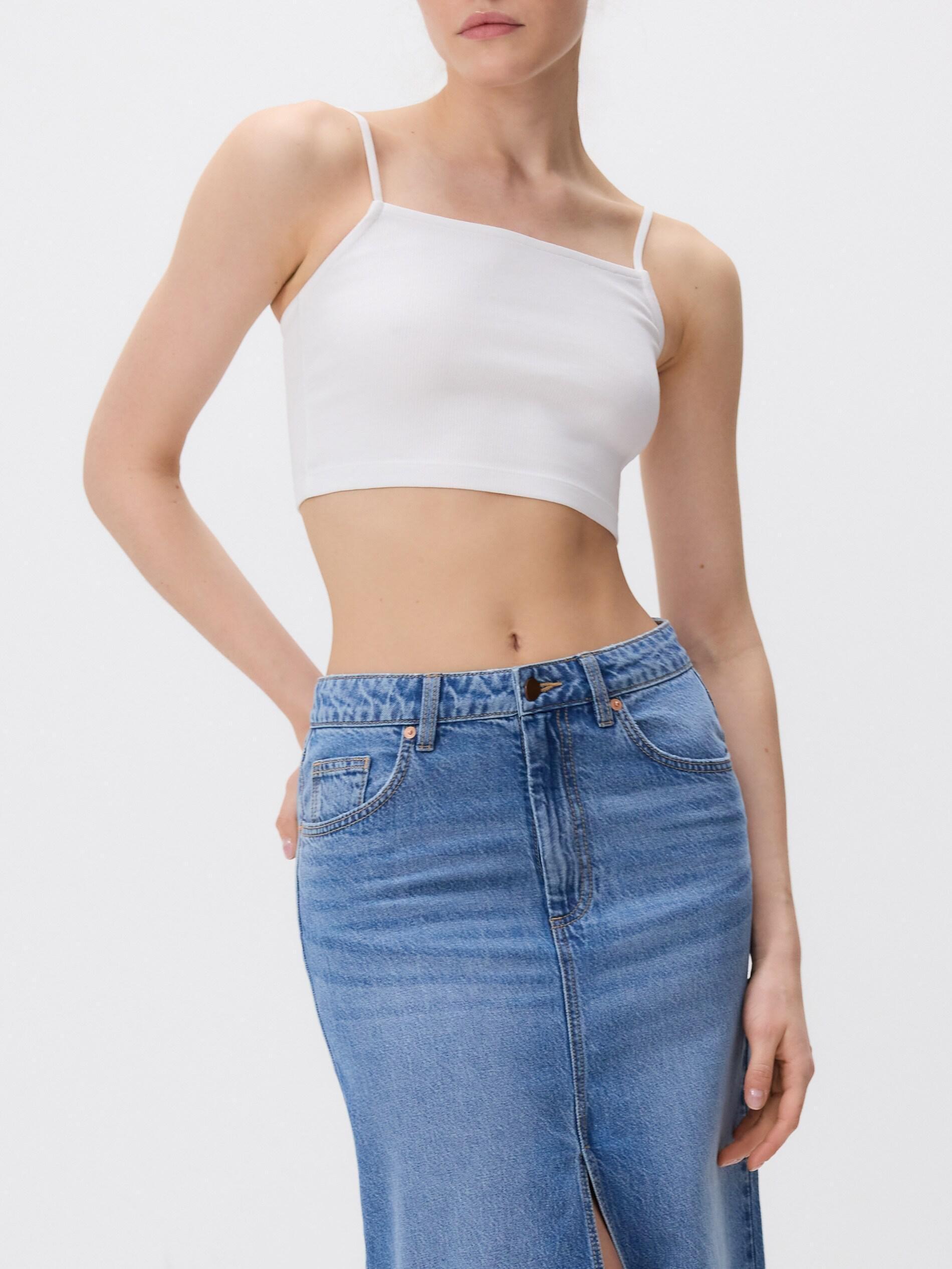 White Cami Crop Top, White, medium