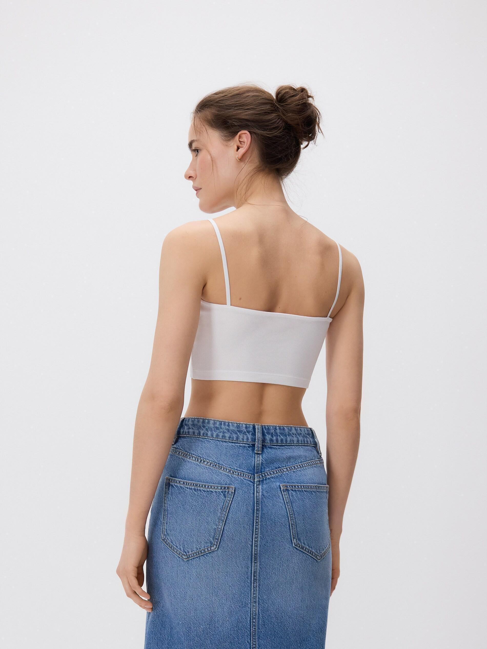 White Cami Crop Top, White, medium