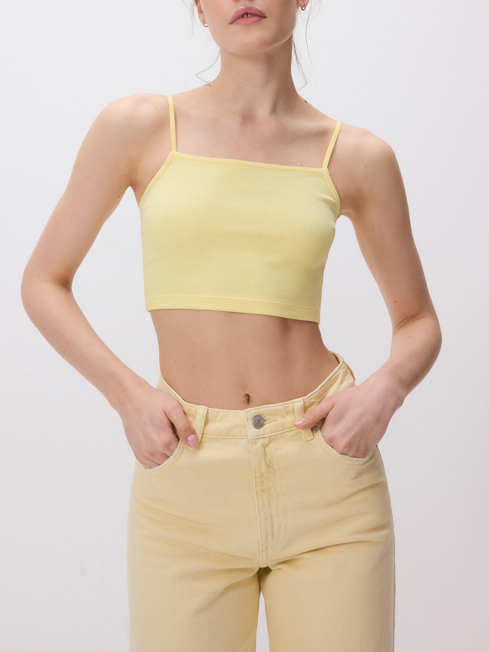 Yellow Cami Crop Top, Yellow, medium