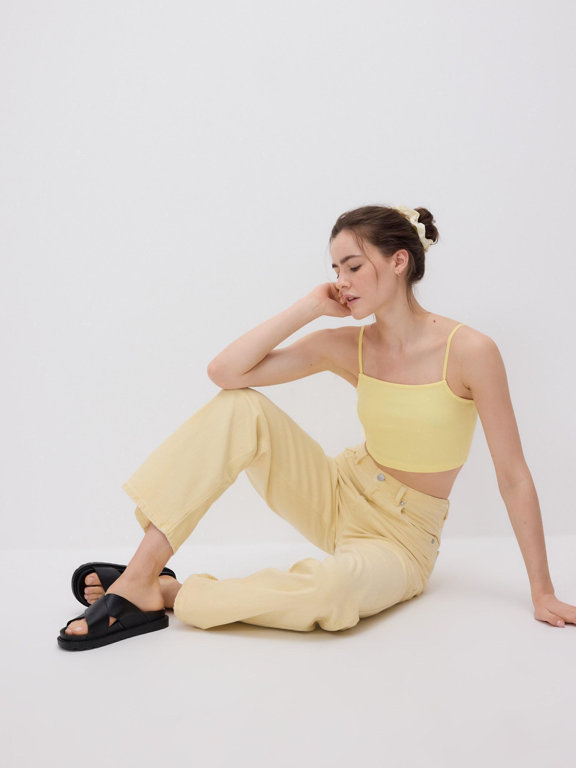 Yellow Cami Crop Top, Yellow, large image number 3