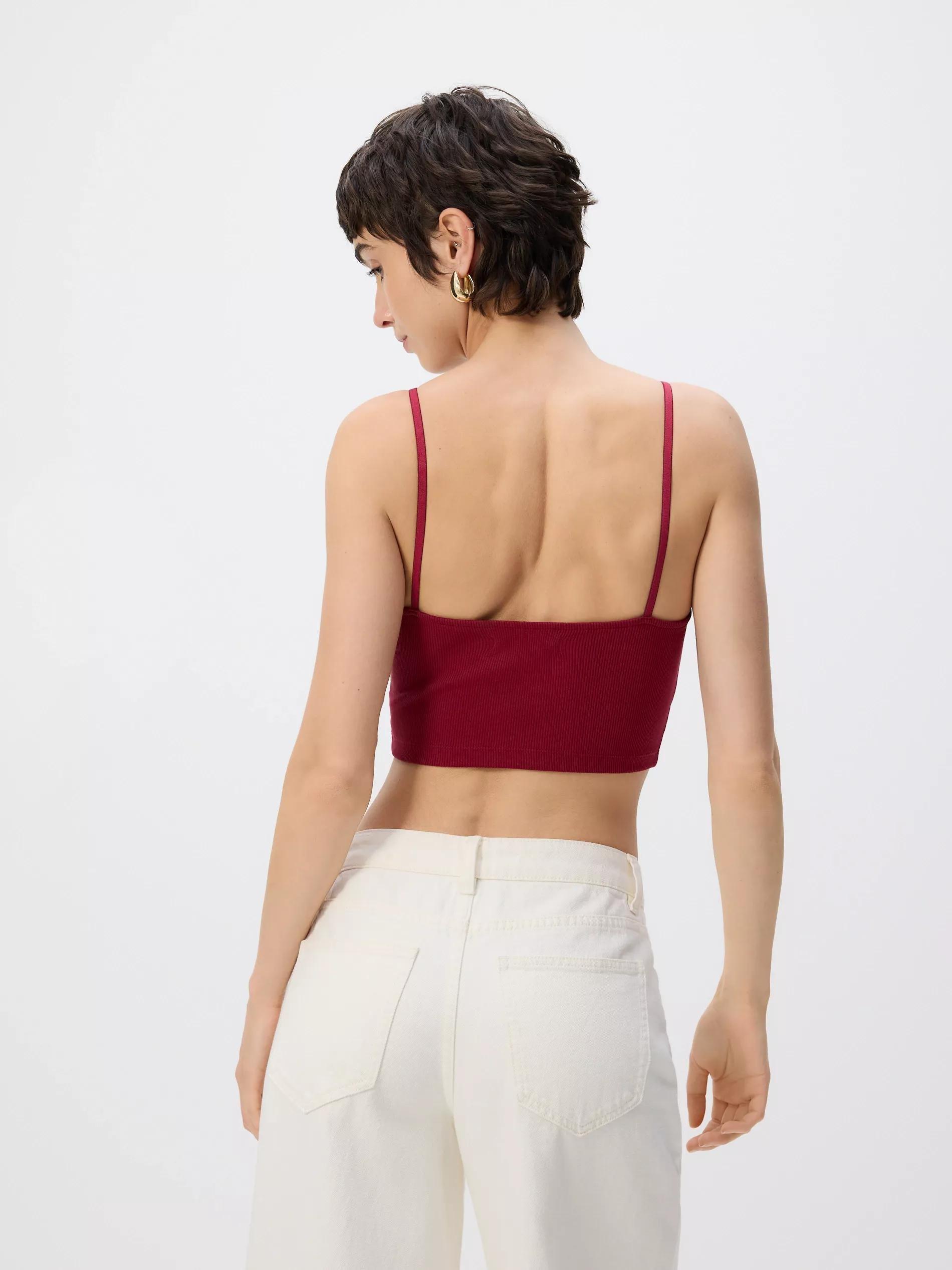Brown Cami Crop Top, Burgundy, large image number 3