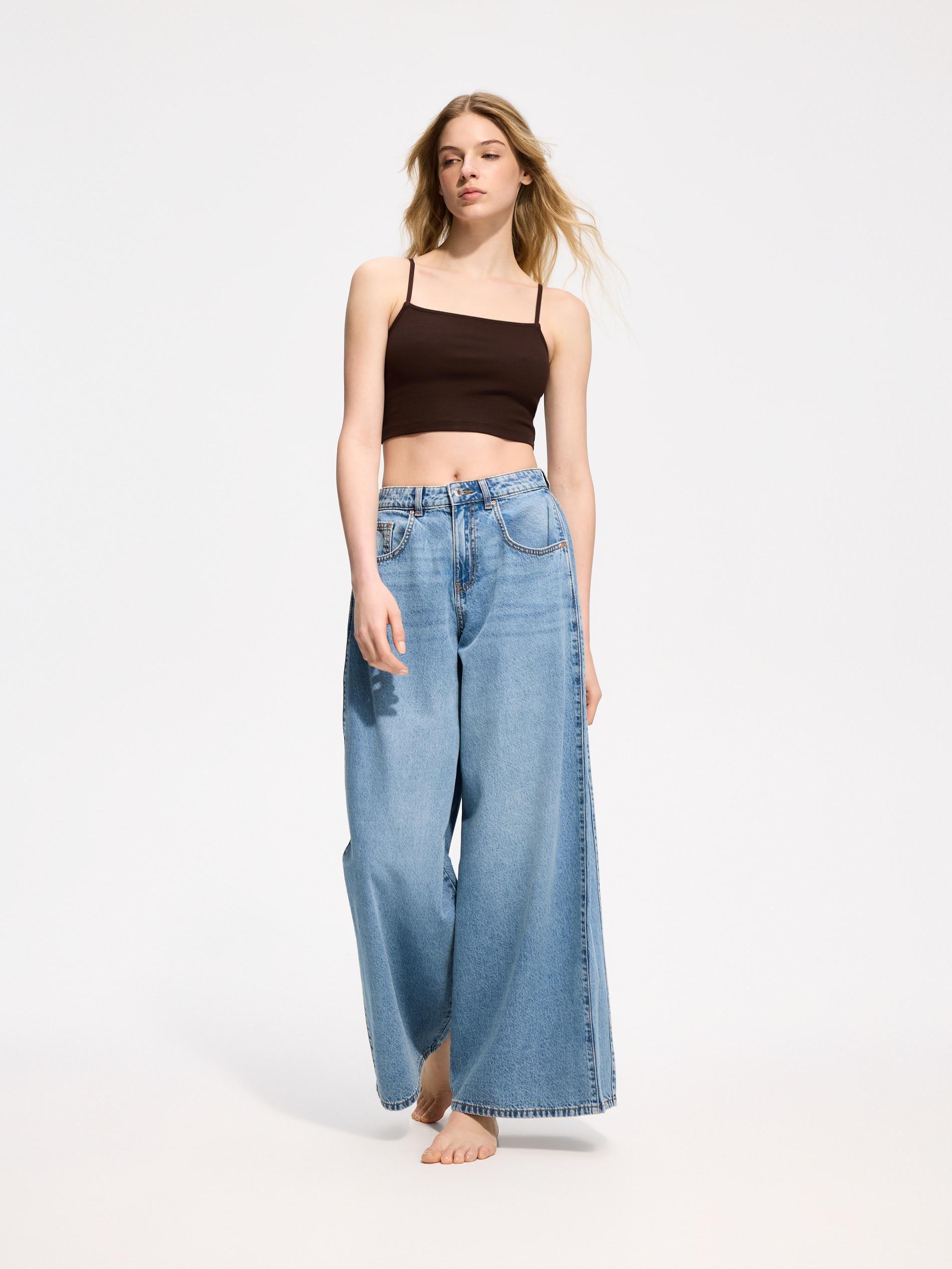 Brown Cami Crop Top, Brown, medium