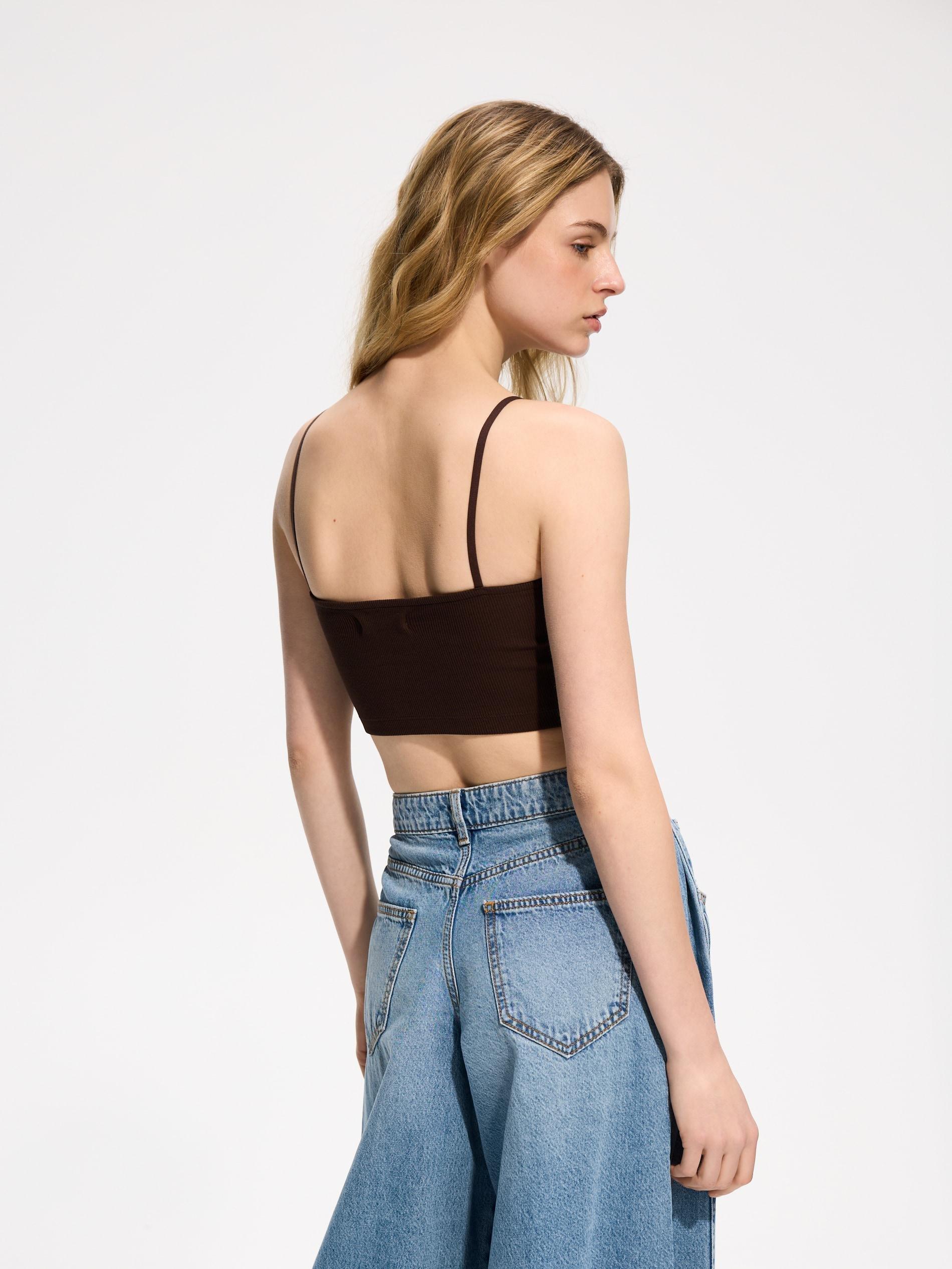 Brown Cami Crop Top, Brown, large image number 3