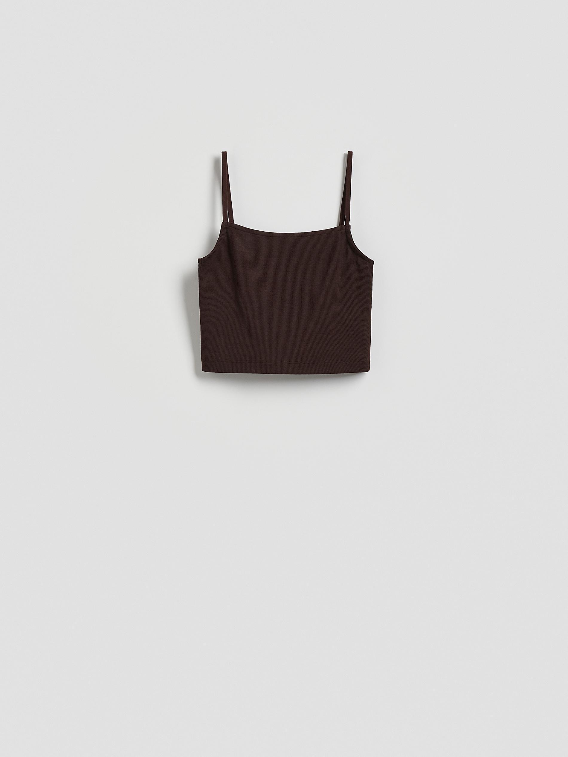 Brown Cami Crop Top, Brown, large image number 4