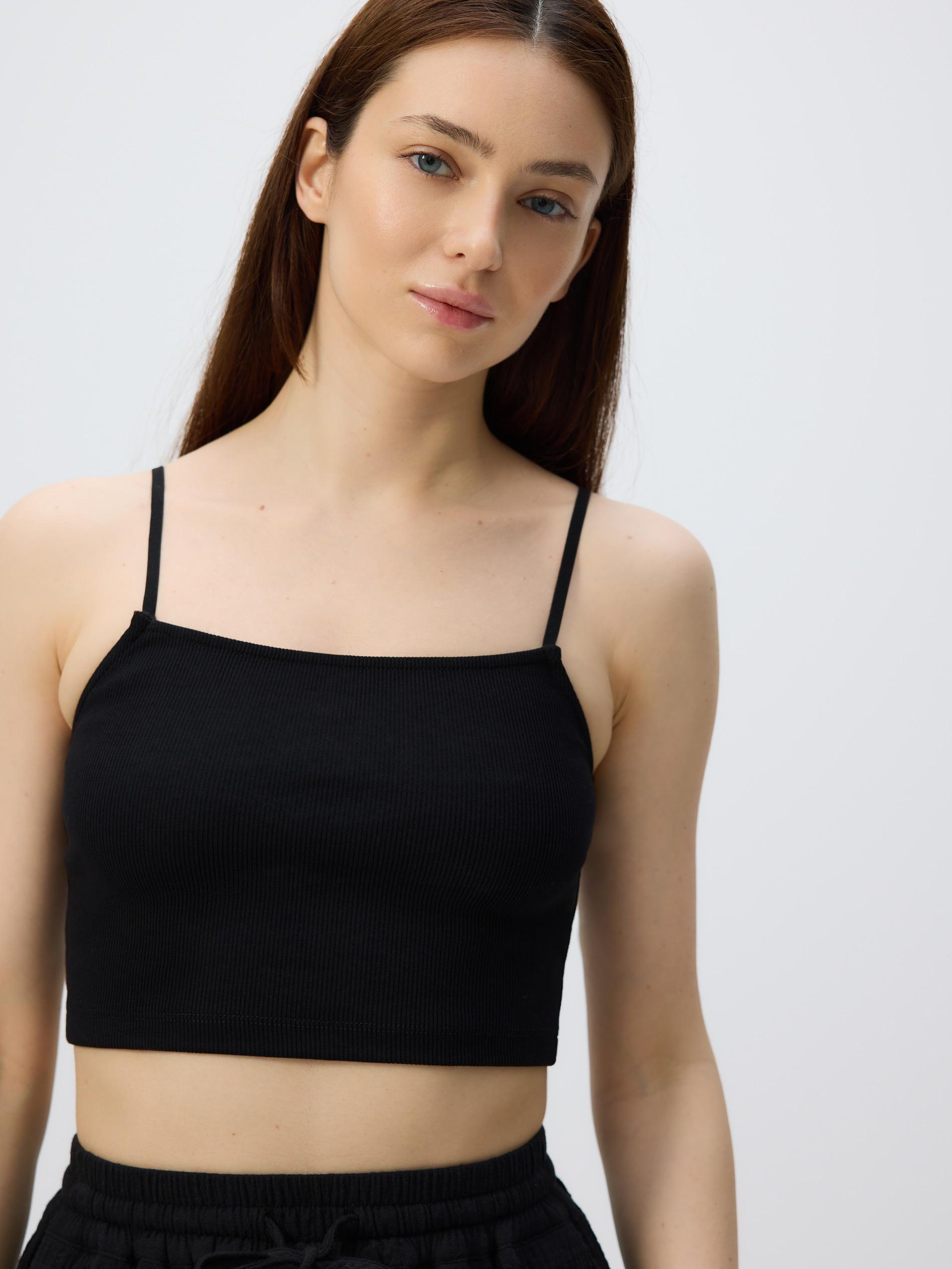 Cami crop top, Black, large image number 0