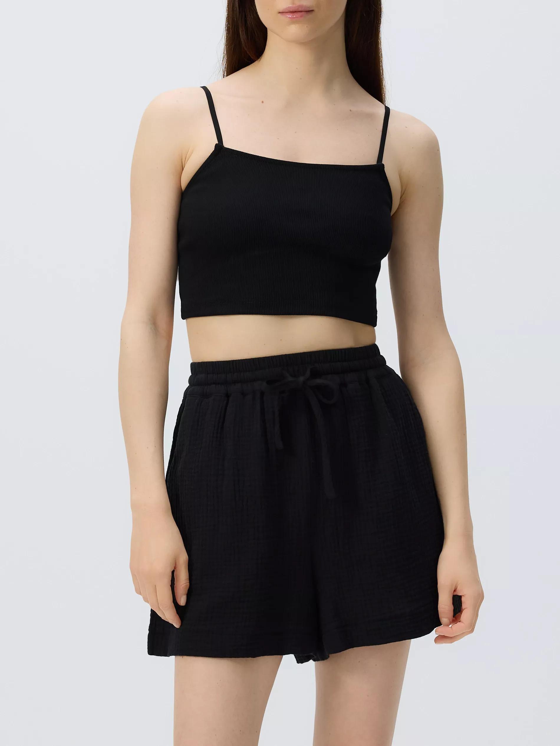 Cami crop top, Black, large image number 1