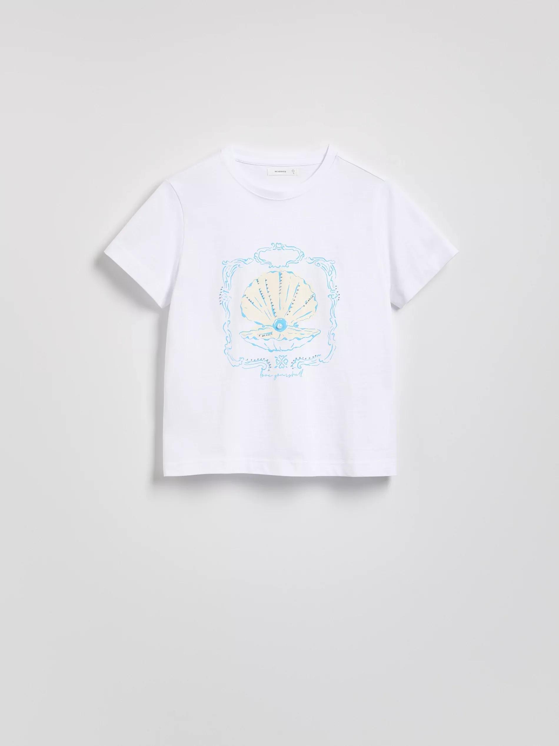 White T-Shirt With Decorative Print, , large image number 2