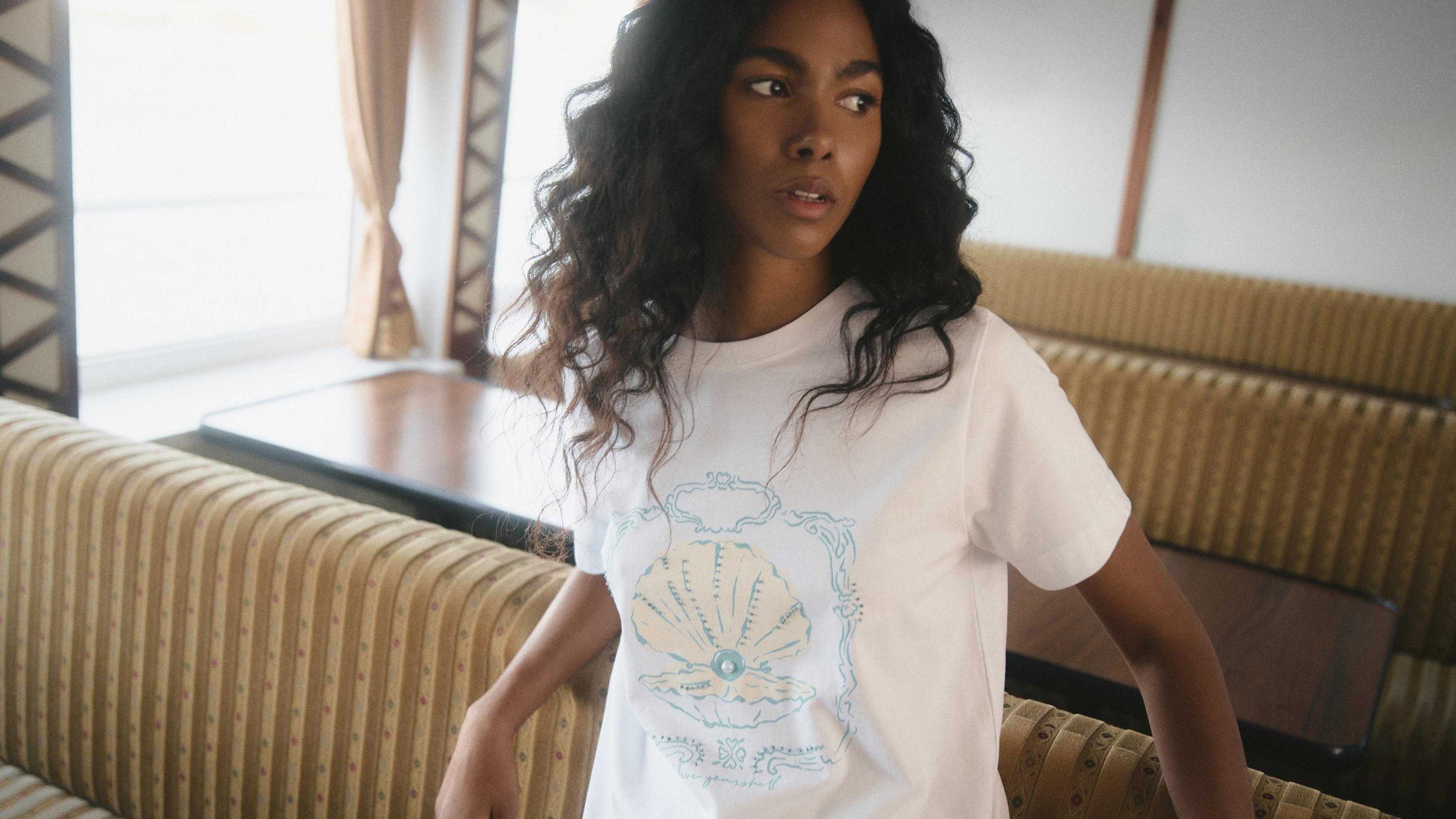 White T-Shirt With Decorative Print, White, large image number 5