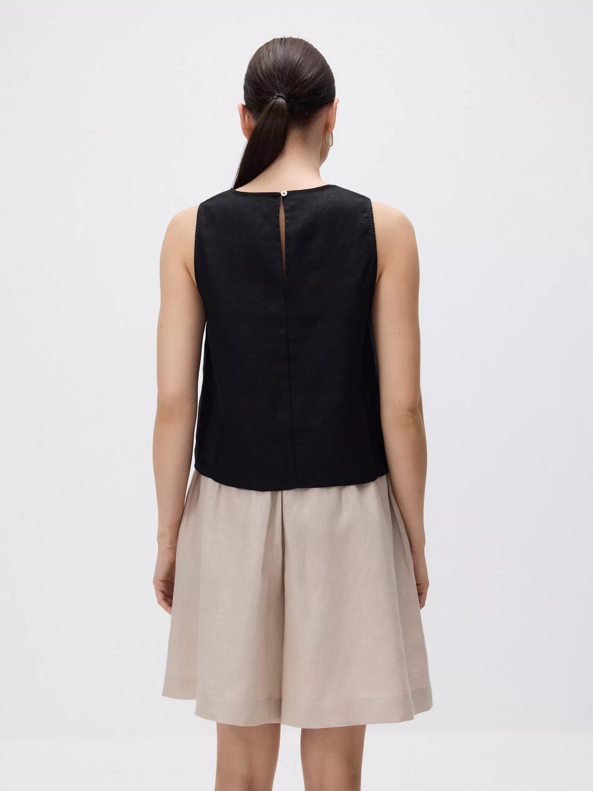 Black Linen Blouse, Black, large image number 3