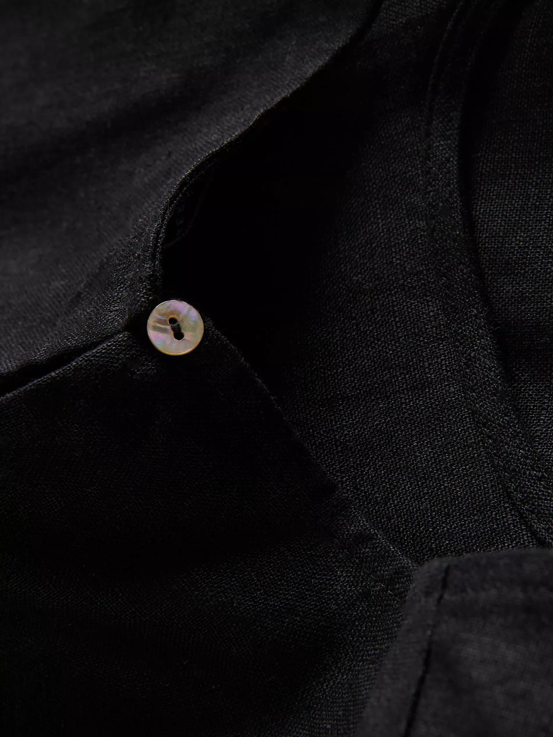 Black Linen Blouse, Black, large image number 5