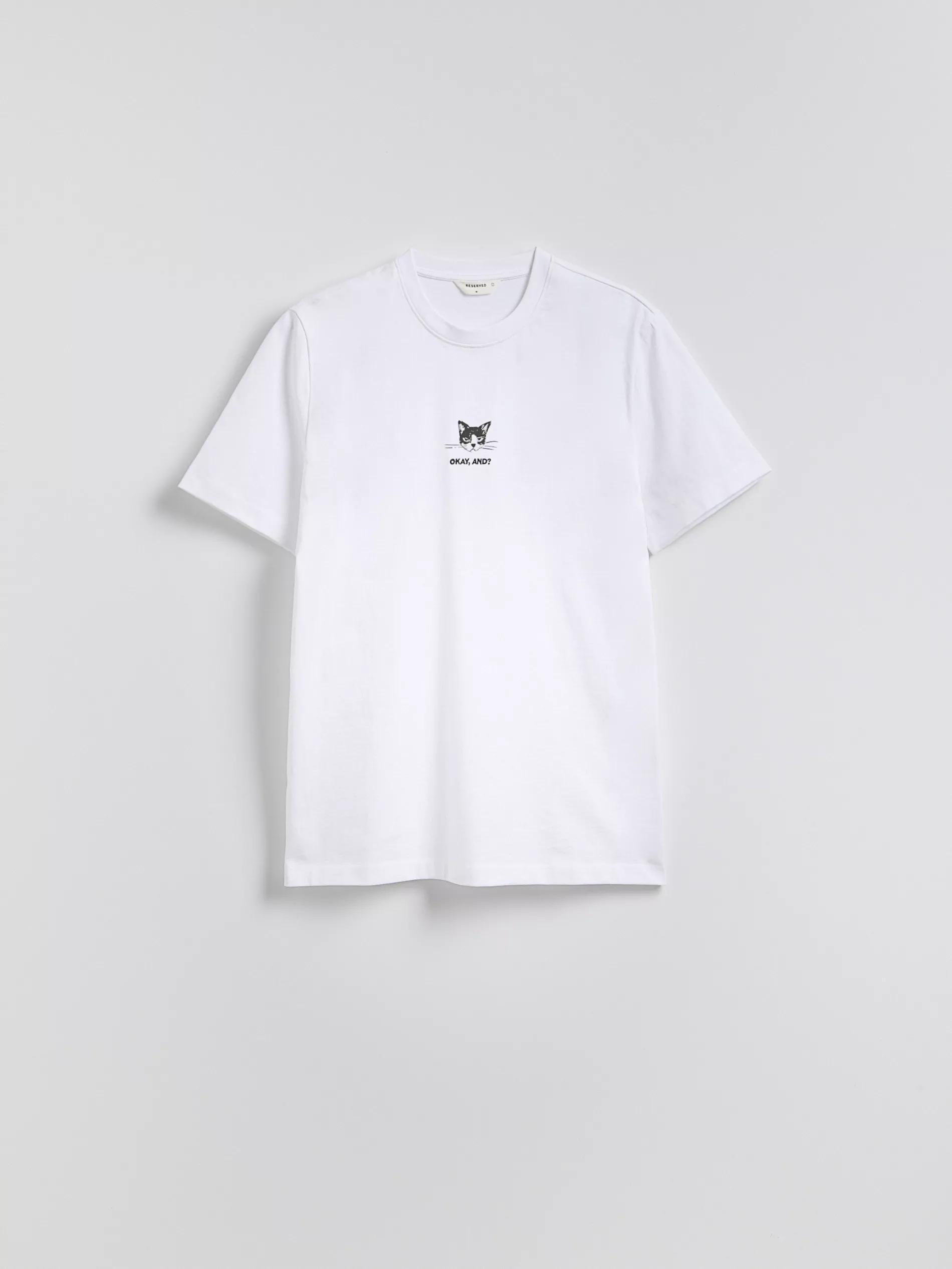 White Regular Fit T-Shirt With Embroidery, White, large image number 0