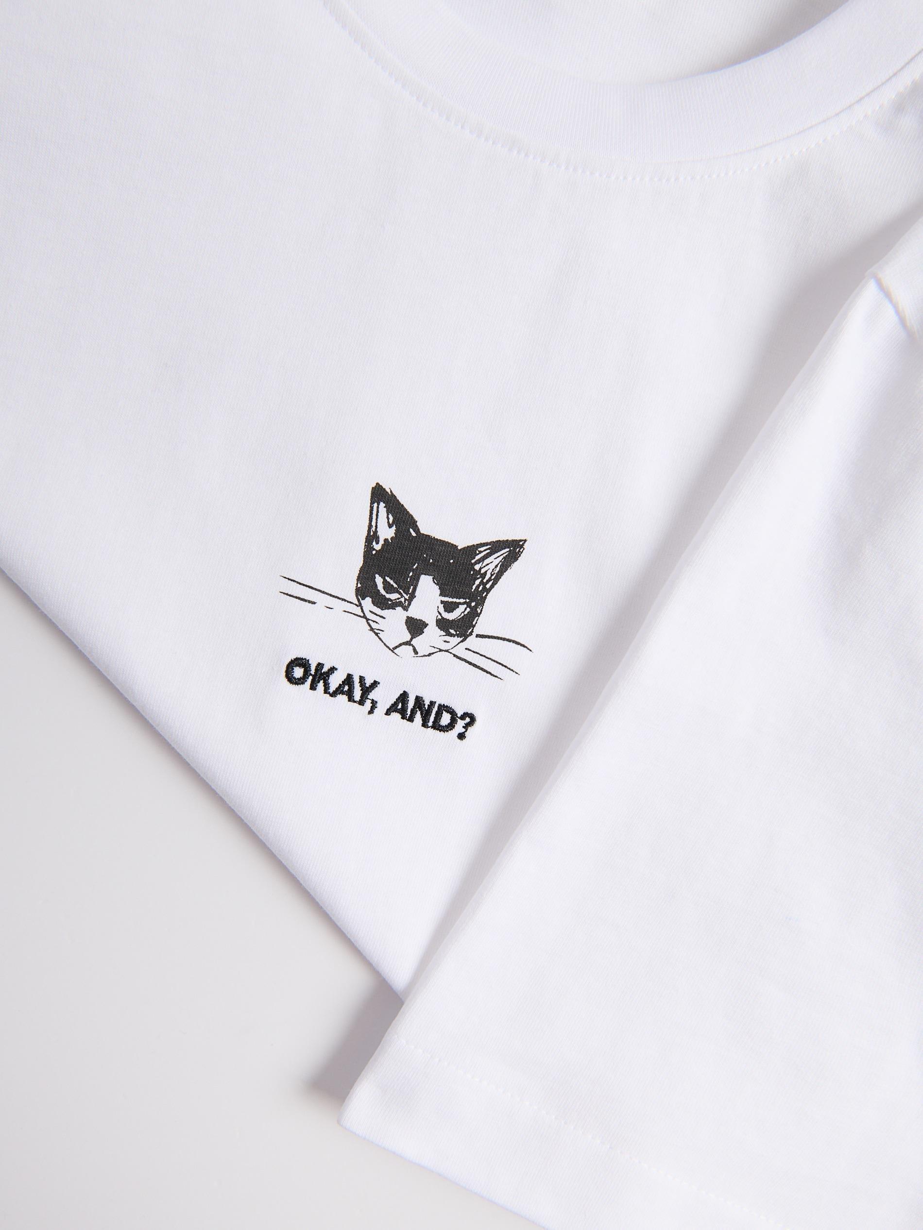 White Regular Fit T-Shirt With Embroidery, White, large image number 1