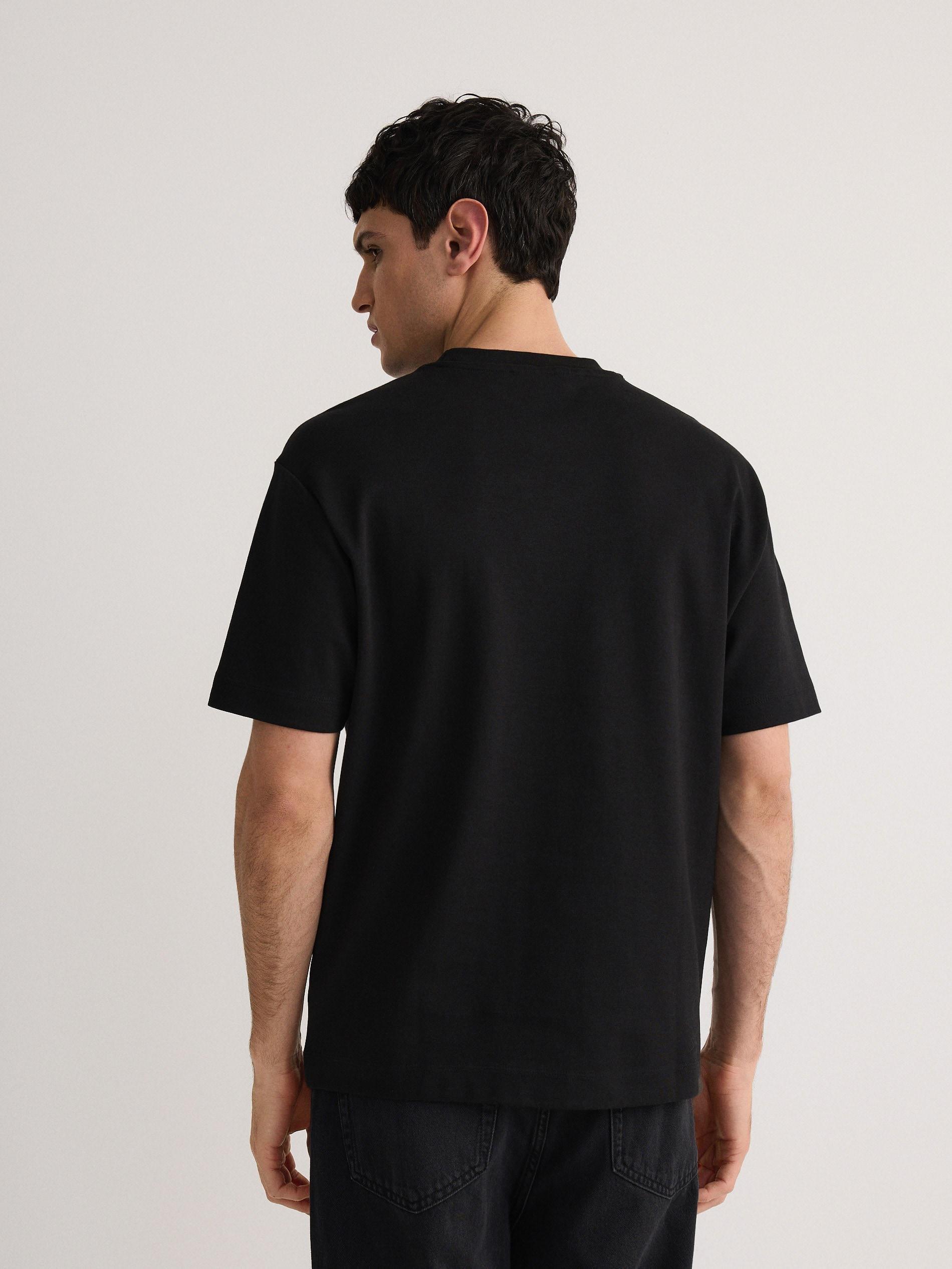 Black Boxy T-Shirt With Print, , large image number 3