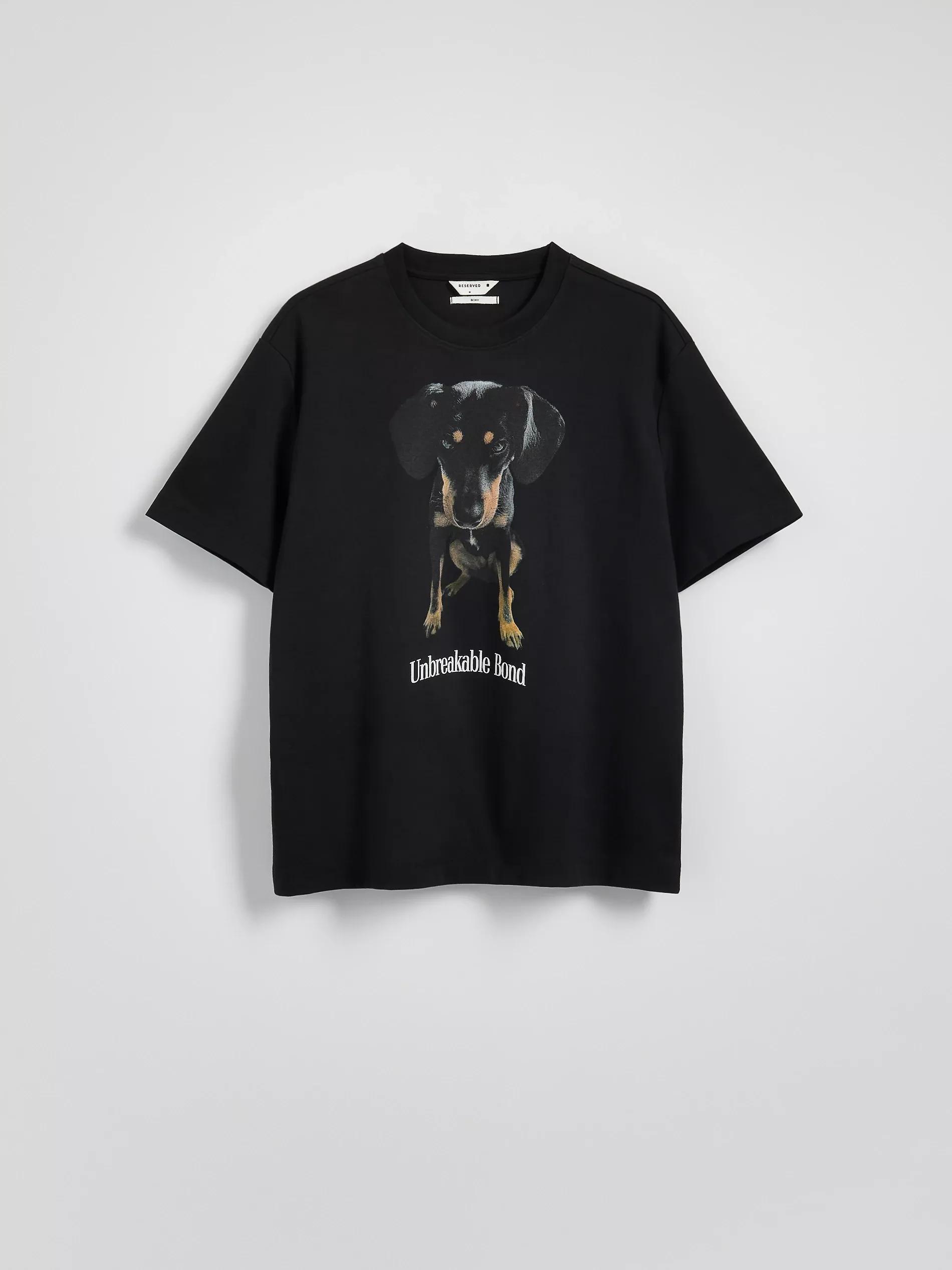 Black Boxy T-Shirt With Print, , large image number 4