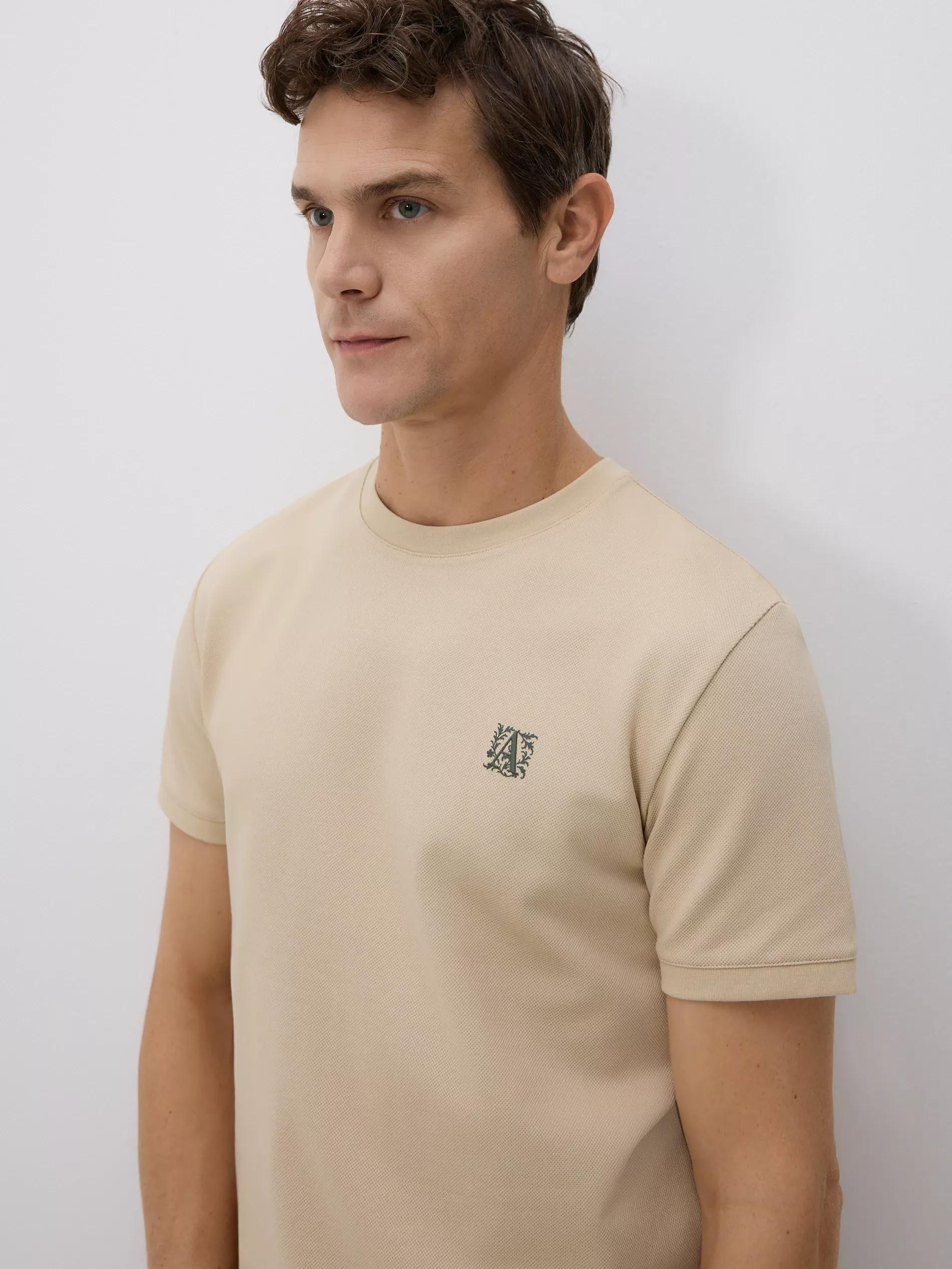 Beige Slim Fit T-Shirt With Embroidery Detail, Beige, large image number 0