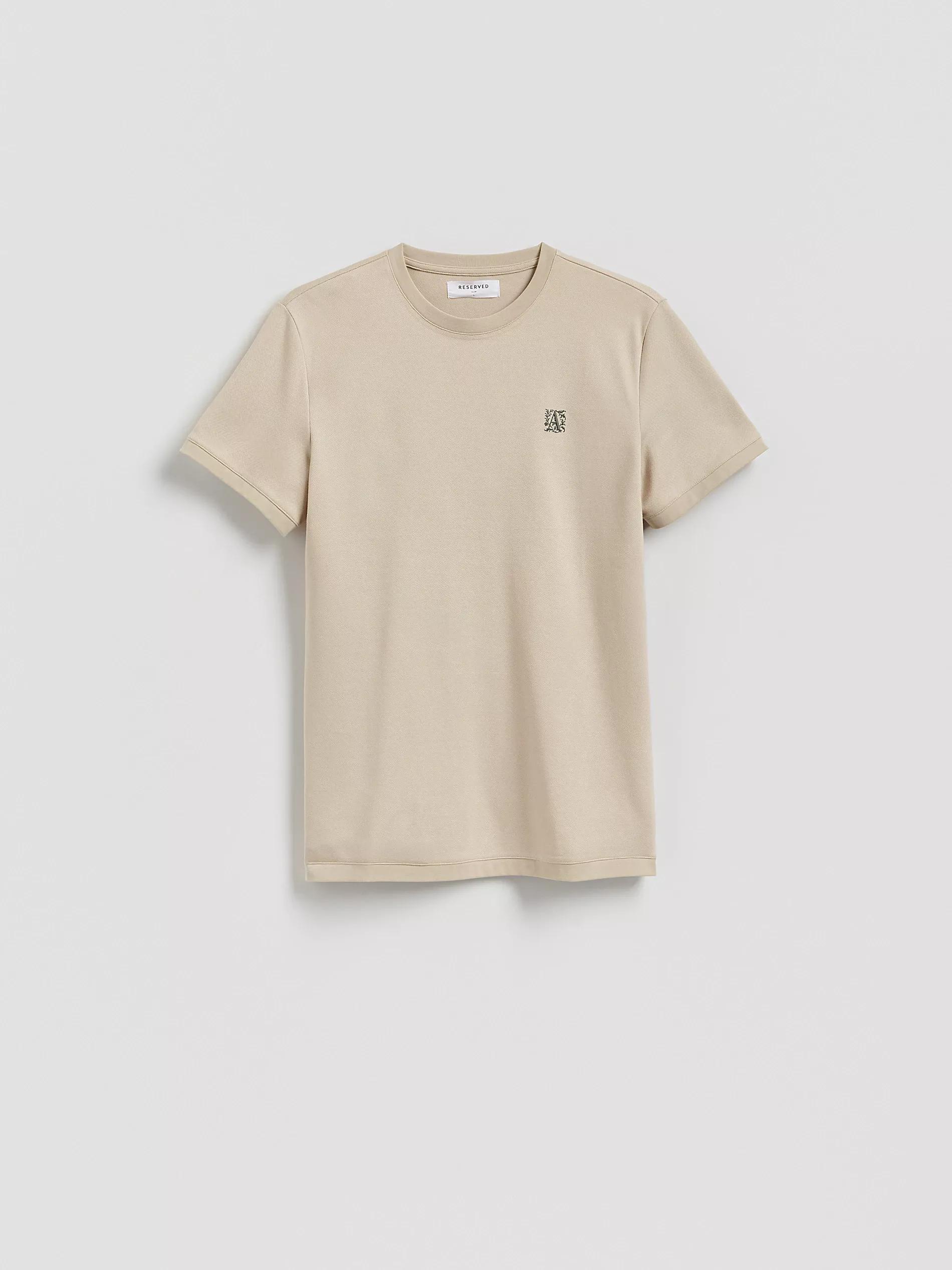 Beige Slim Fit T-Shirt With Embroidery Detail, Beige, large image number 4