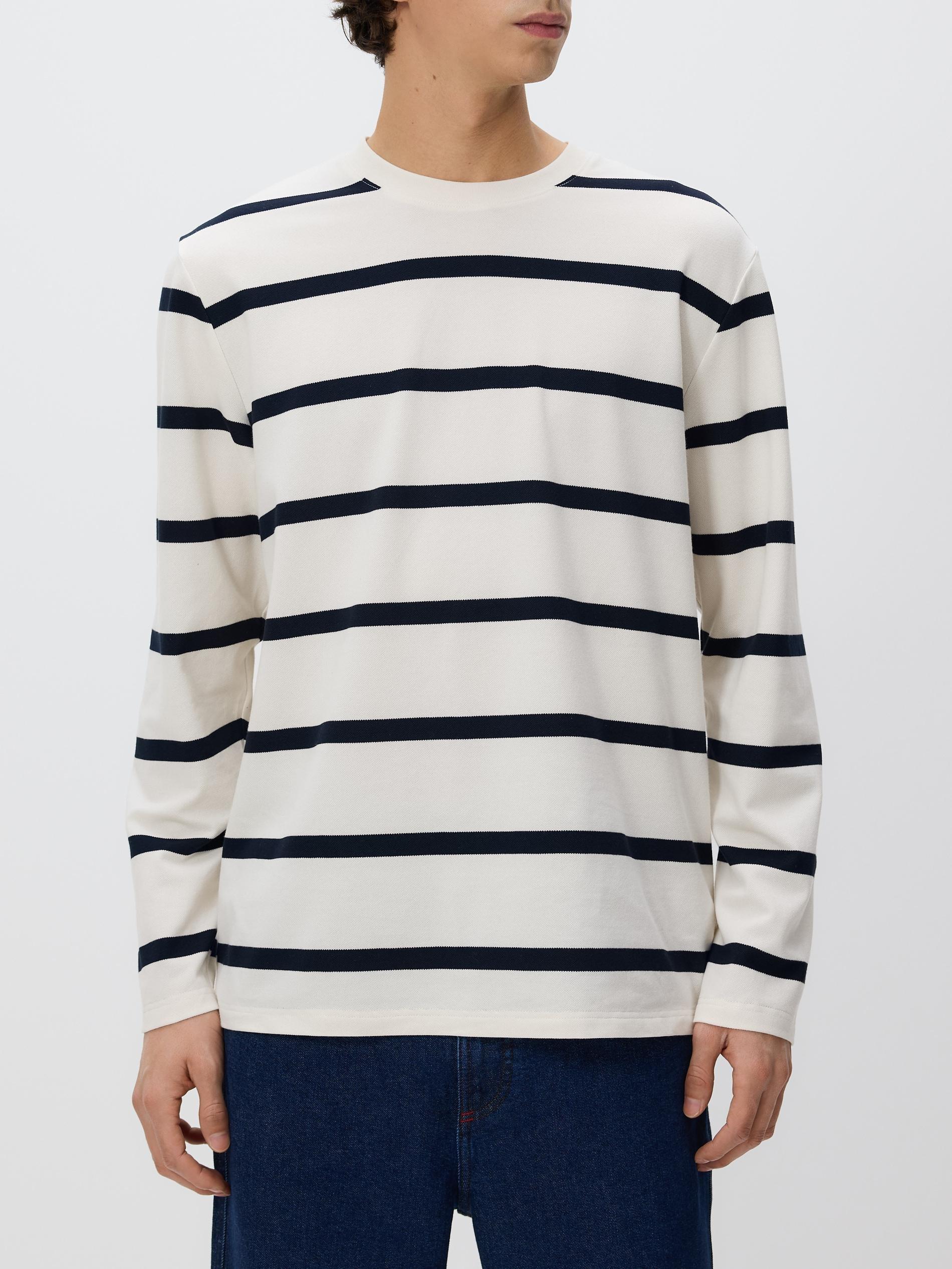 Cream Regular Fit Stripe Long Sleeve T-Shirt, Ivory, large image number 4