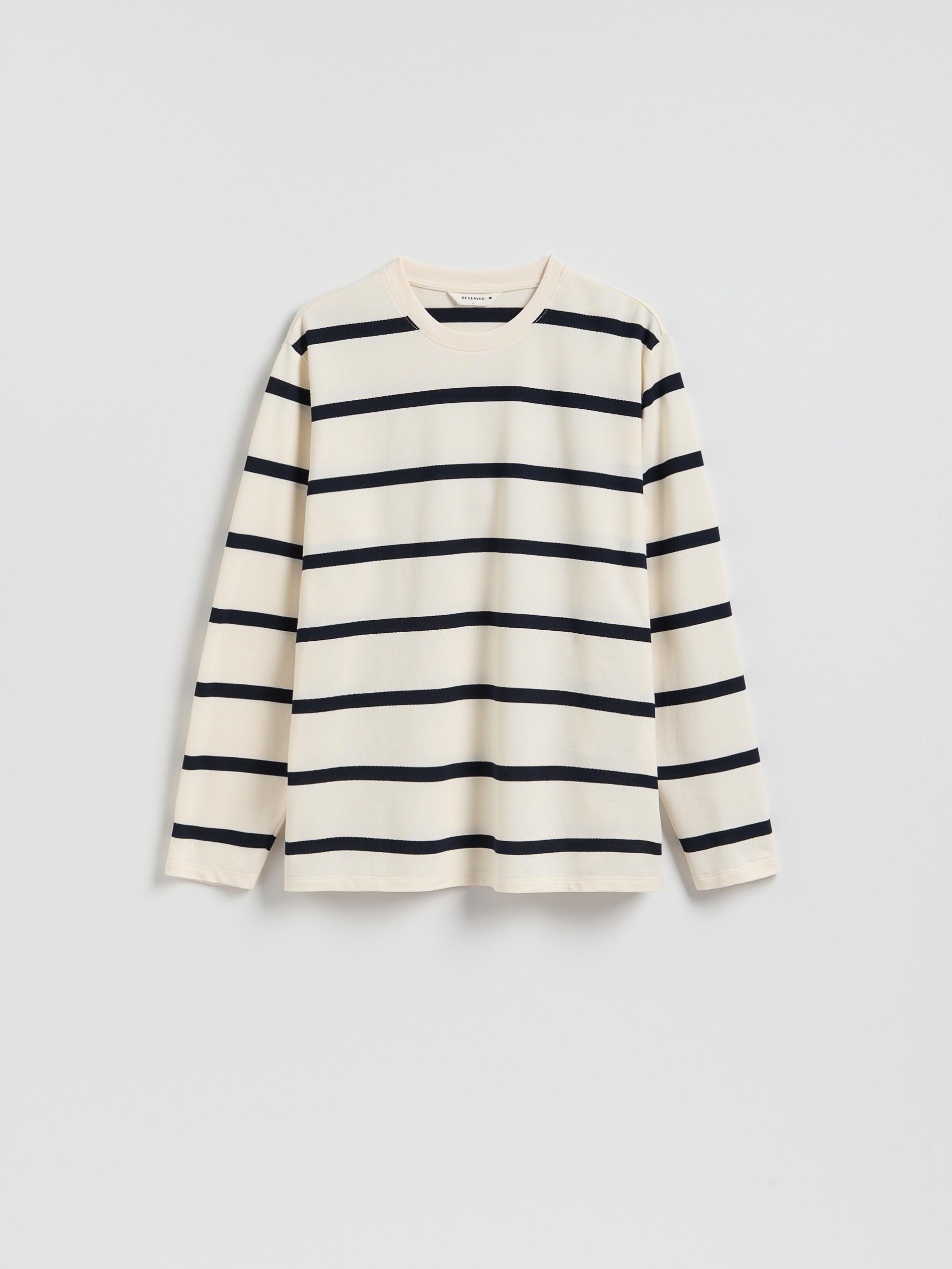 Cream Regular Fit Stripe Long Sleeve T-Shirt, Ivory, large image number 6