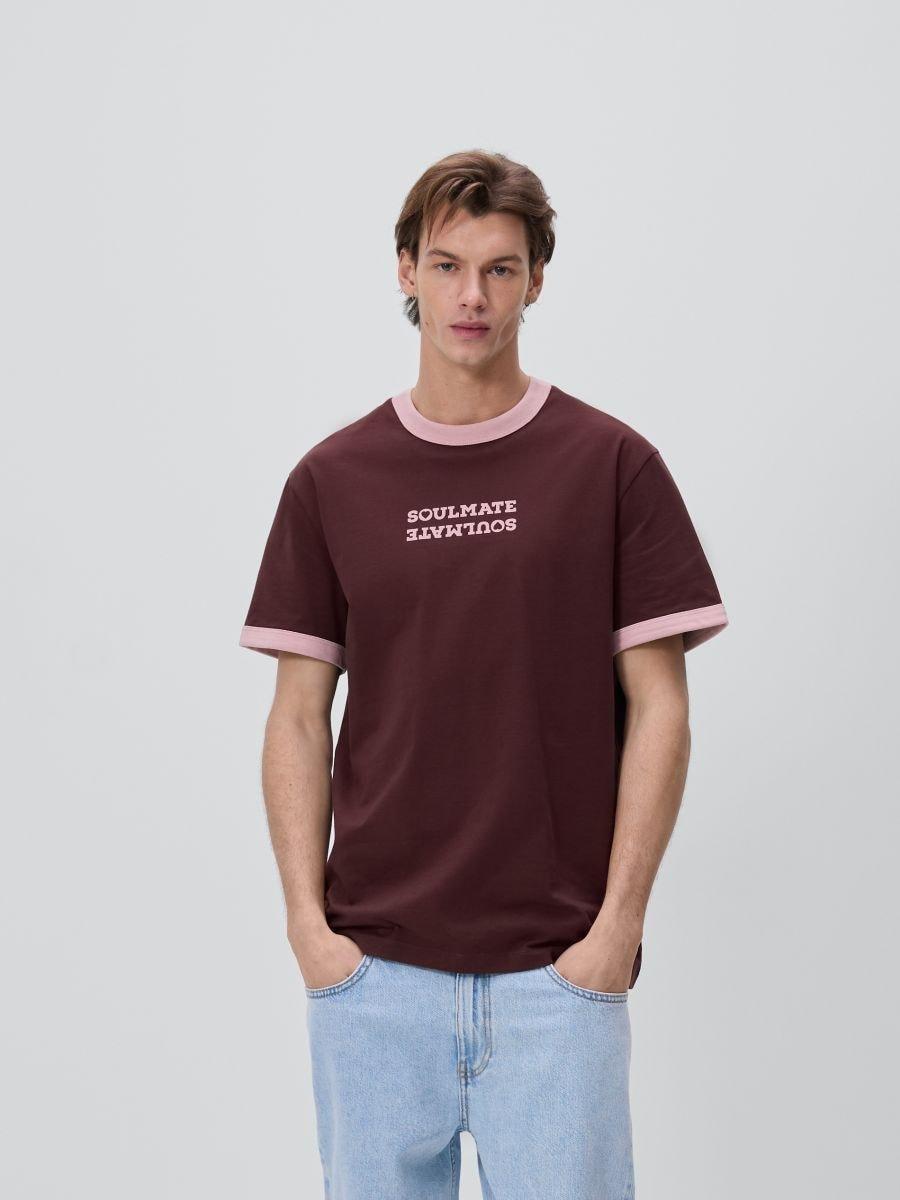 Brown Regular Fit Printed T-Shirt, Brown, medium