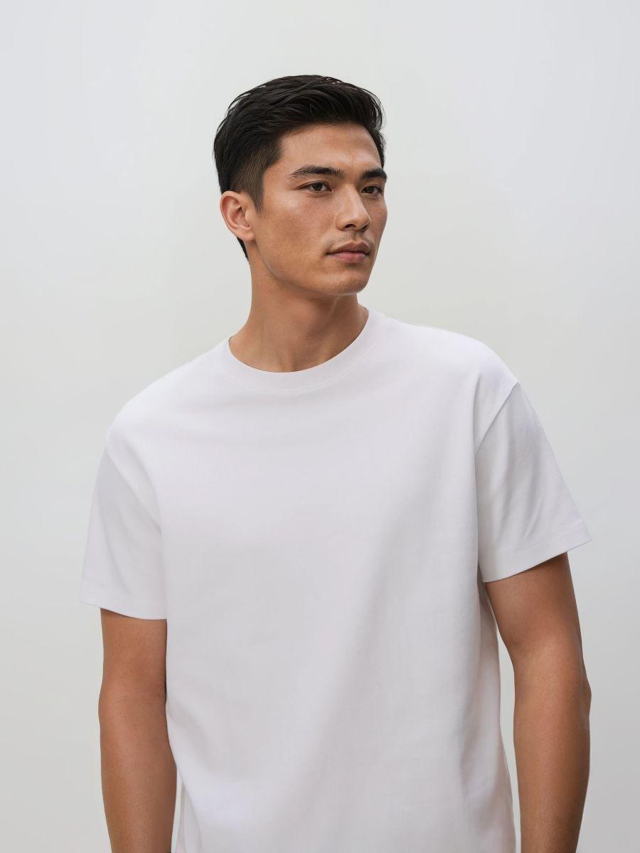 White Boxy Cotton T-Shirt, White, large image number 2