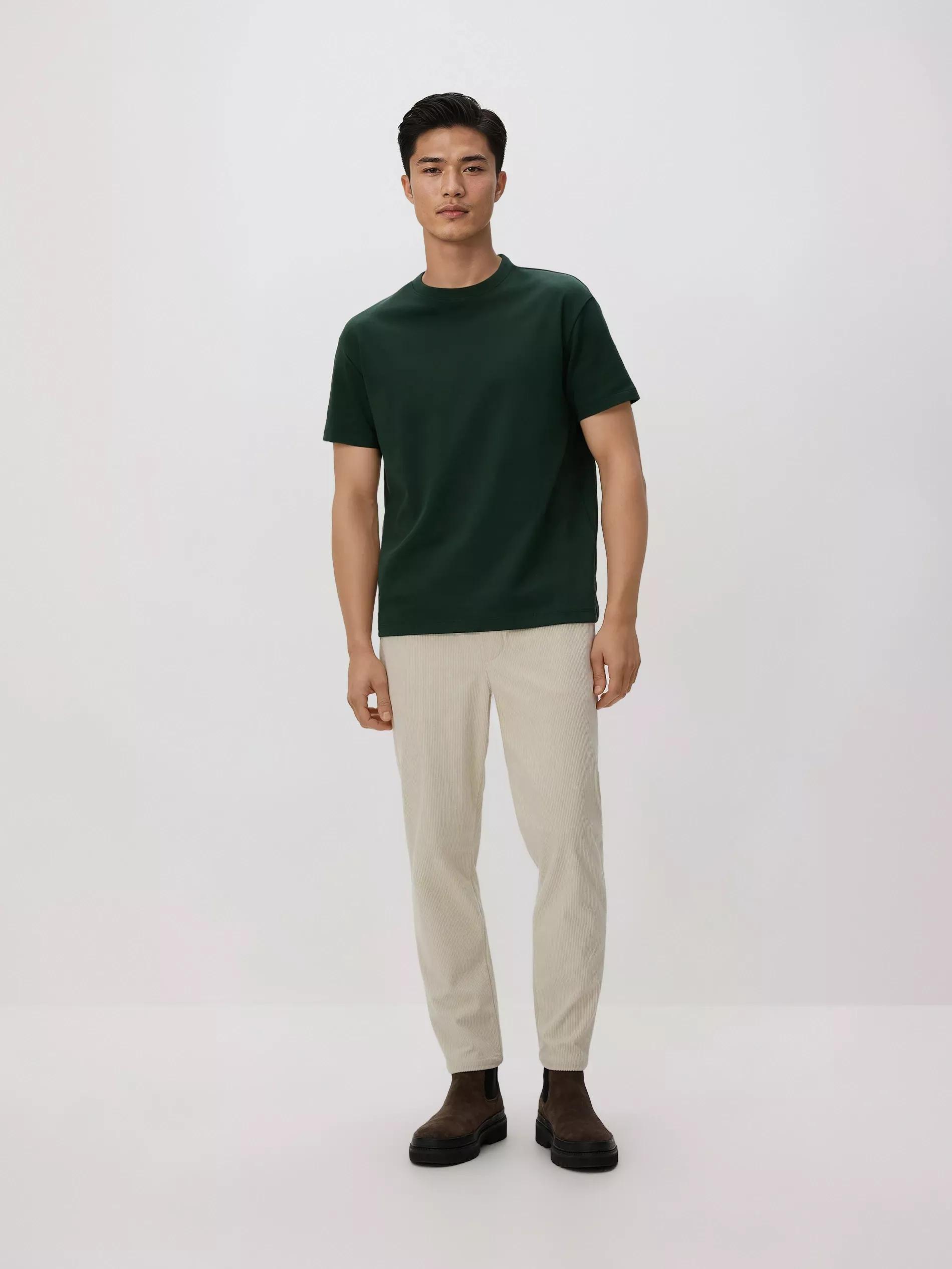 Green Boxy Cotton T-Shirt, Khaki, medium