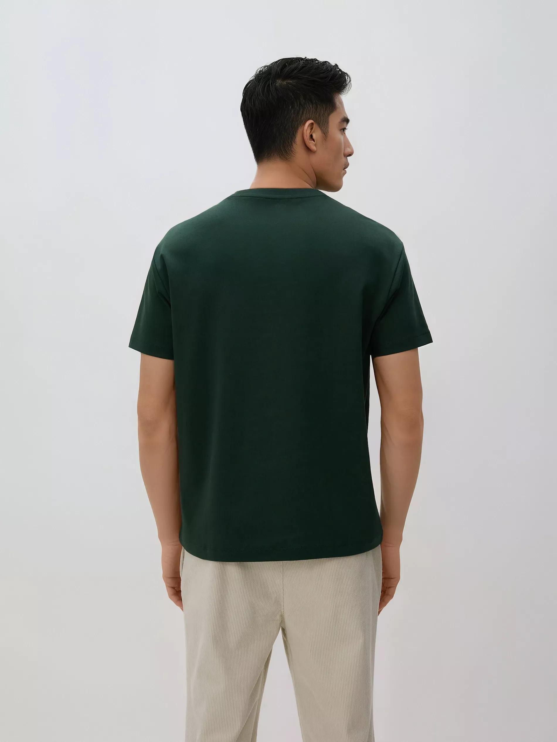 Green Boxy Cotton T-Shirt, Khaki, large image number 3